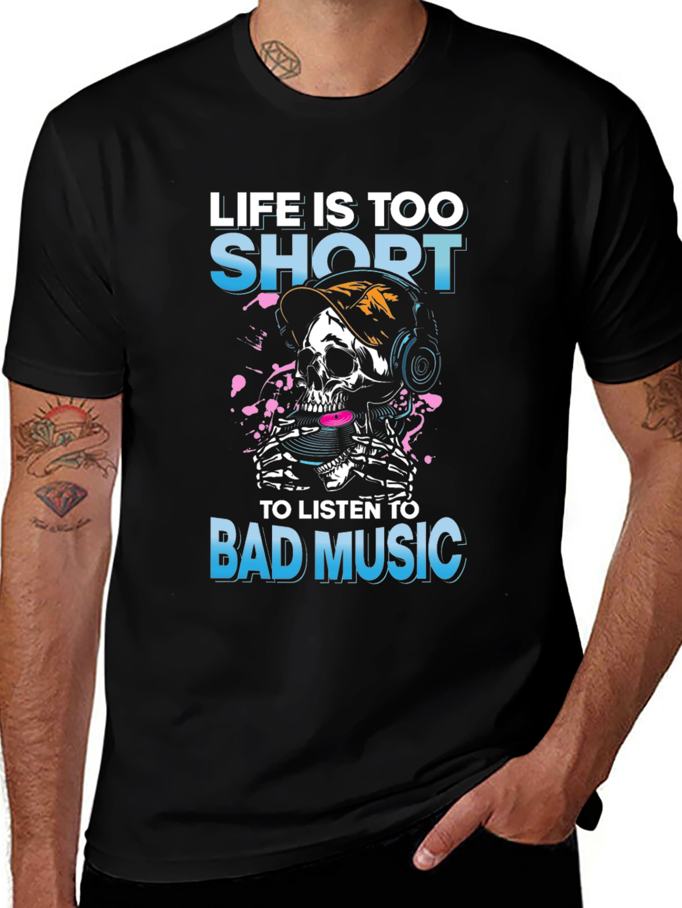 Variant 25 of Life is Too Short T-Shirt - Skull Graphic Tee