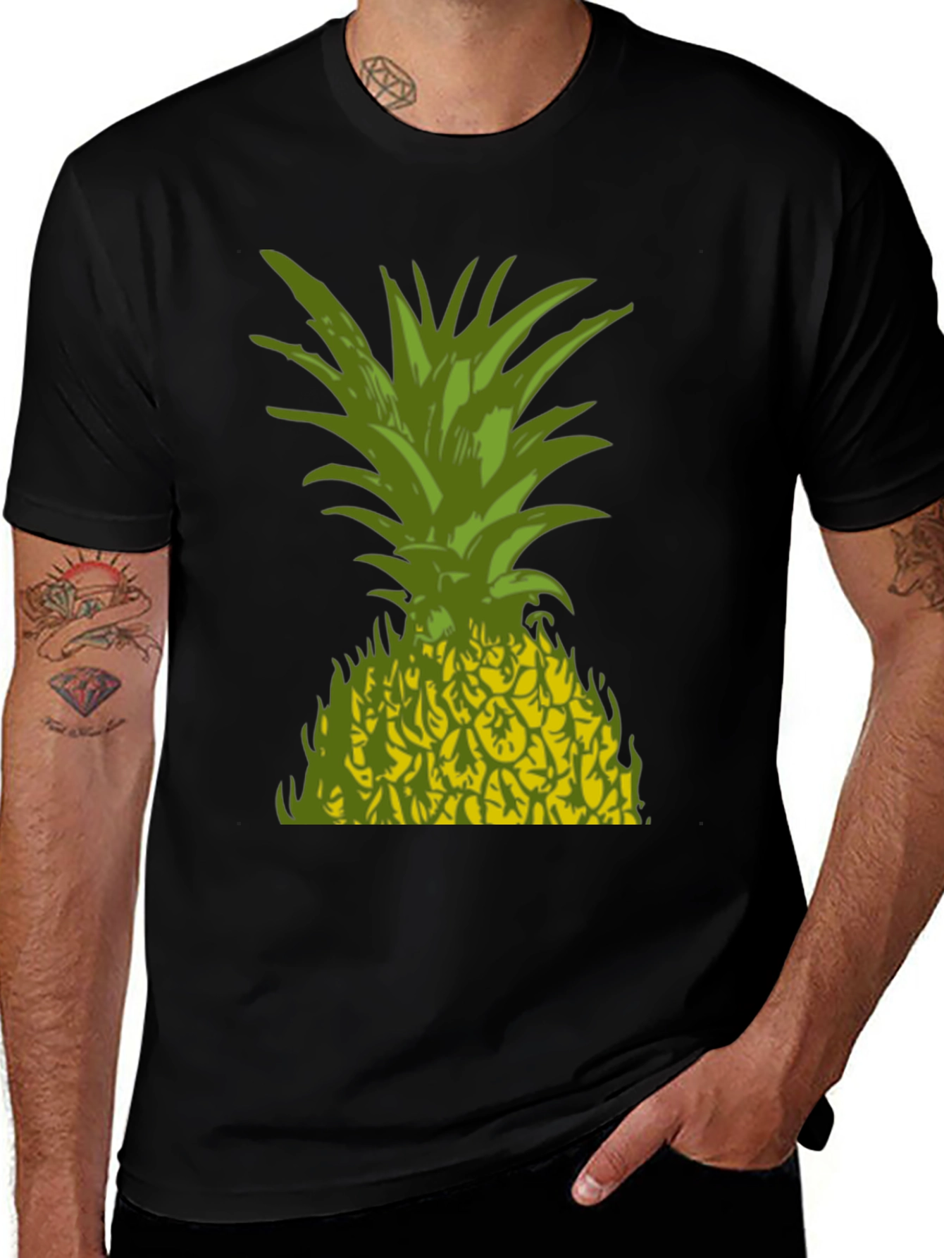 Variant 28 of Pineapple Graphic Black T-Shirt