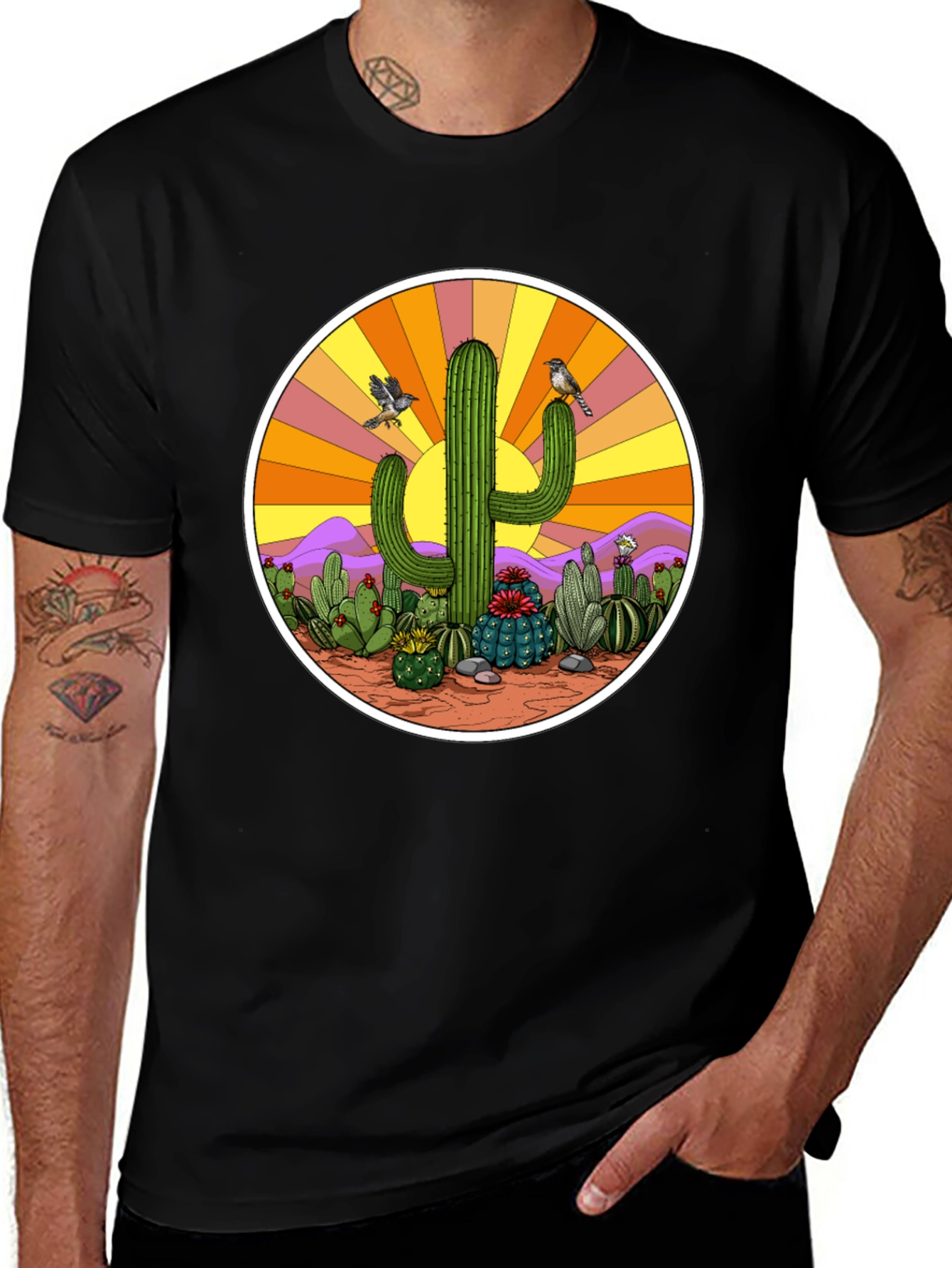 Cactus Desert Graphic Tee - Round Design