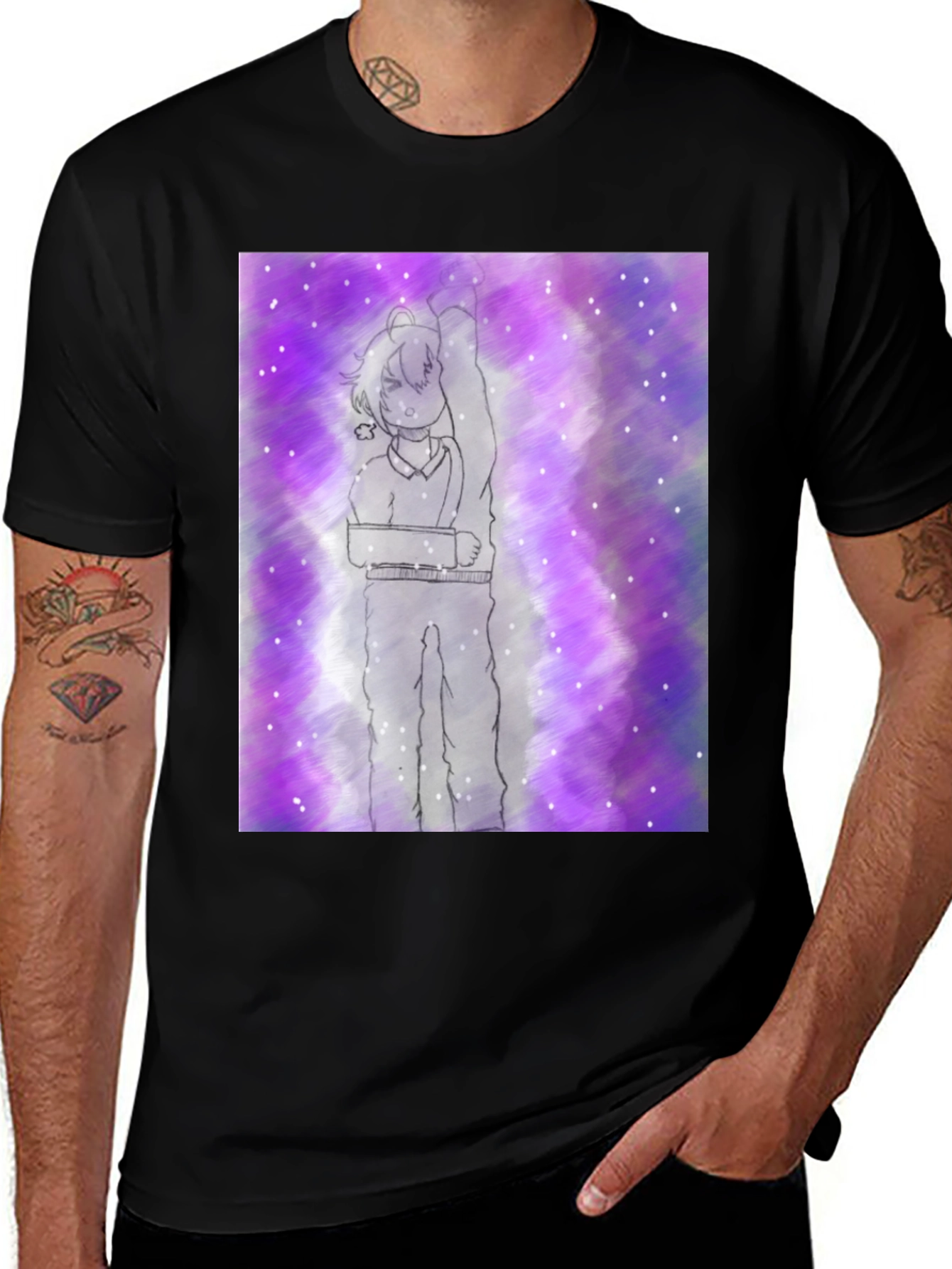 Anime Sketch Tee - Cosmic Purple Haze