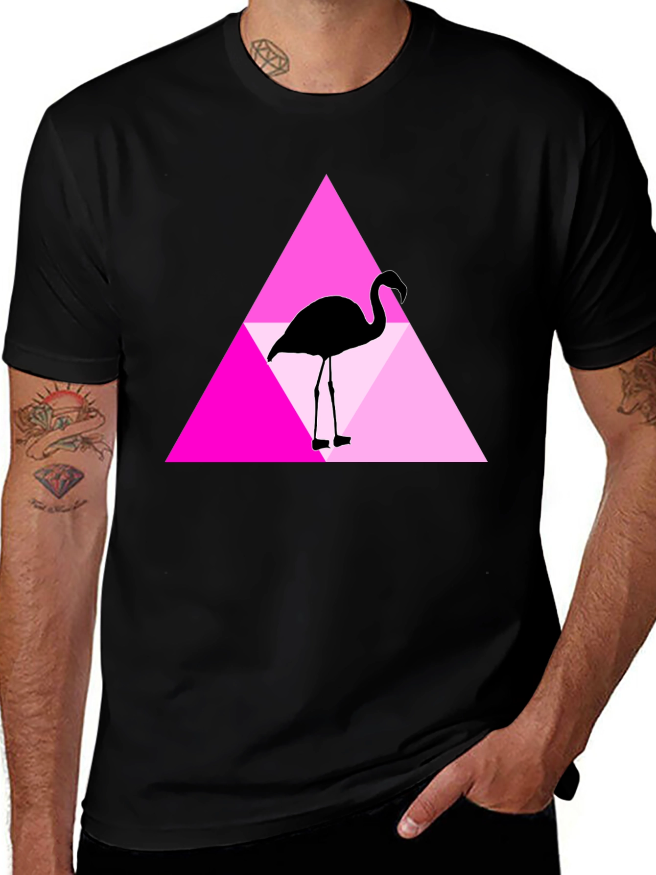 Variant 2 of Black Flamingo Triangle Graphic Tee