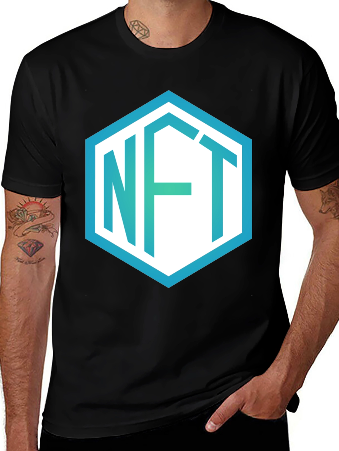 Variant 14 of NFT Hexagon Graphic Tee - Modern Crypto Art Shirt