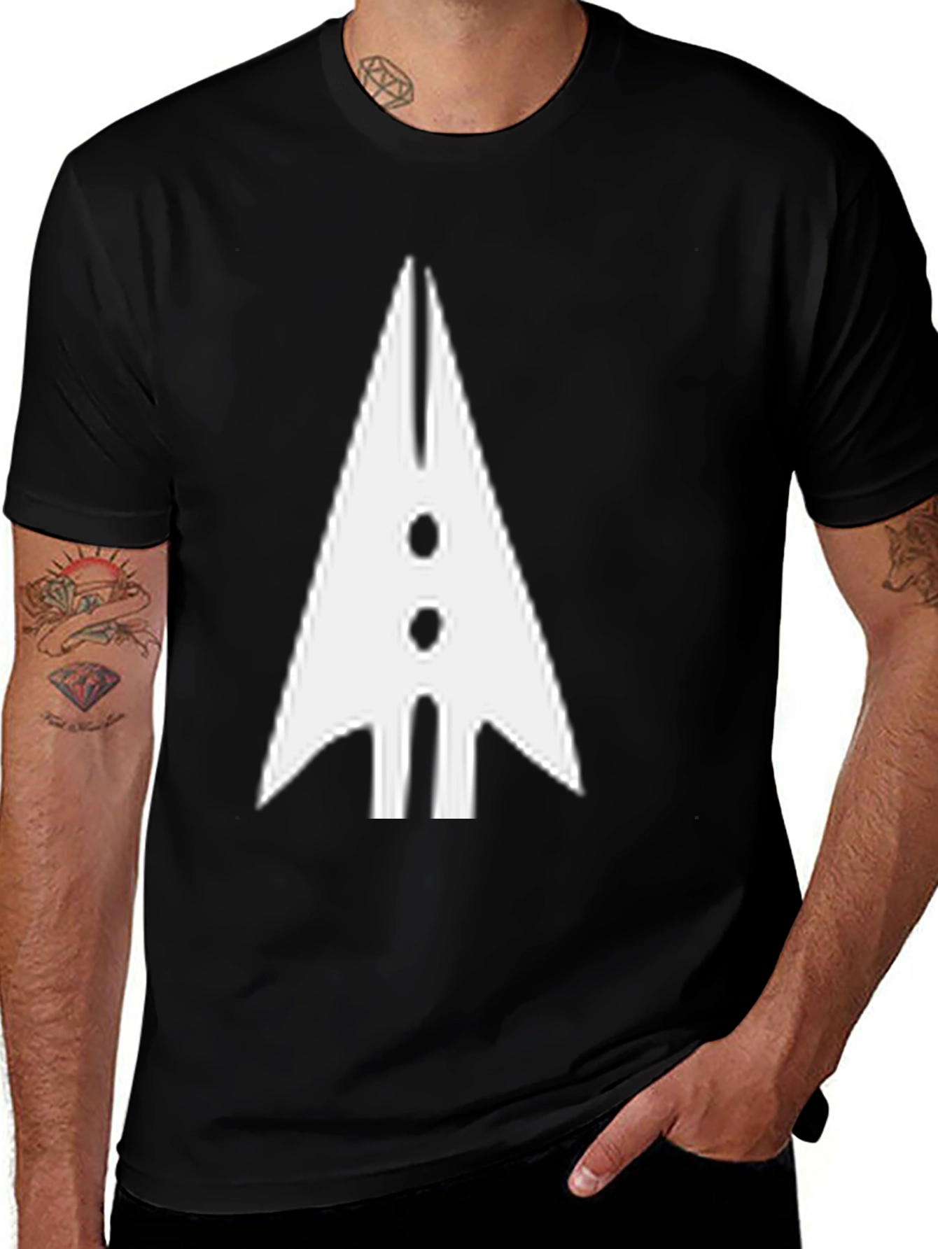 Variant 29 of Black T-Shirt with White Arrow Graphic