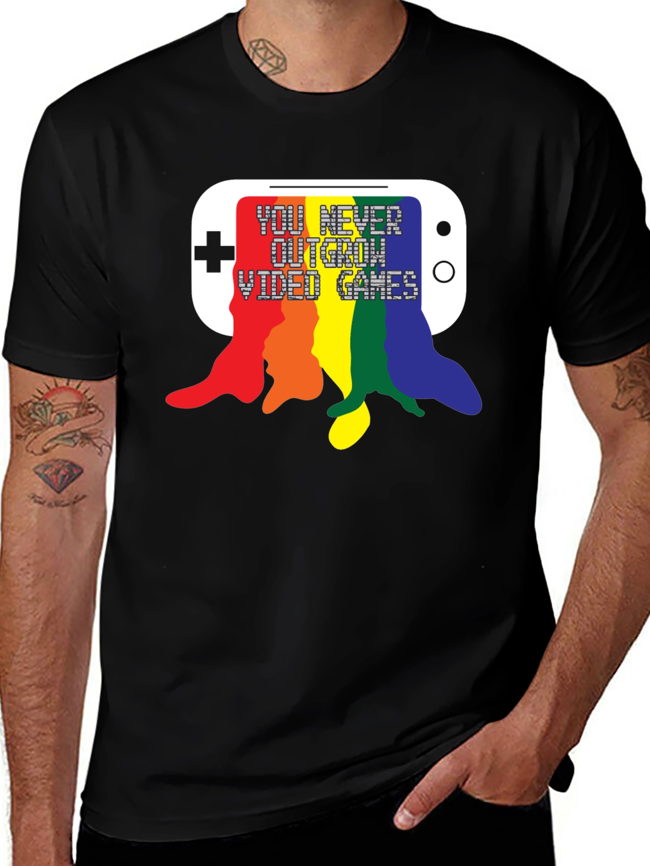 Variant 17 of You Never Outgrow Video Games Black T-Shirt