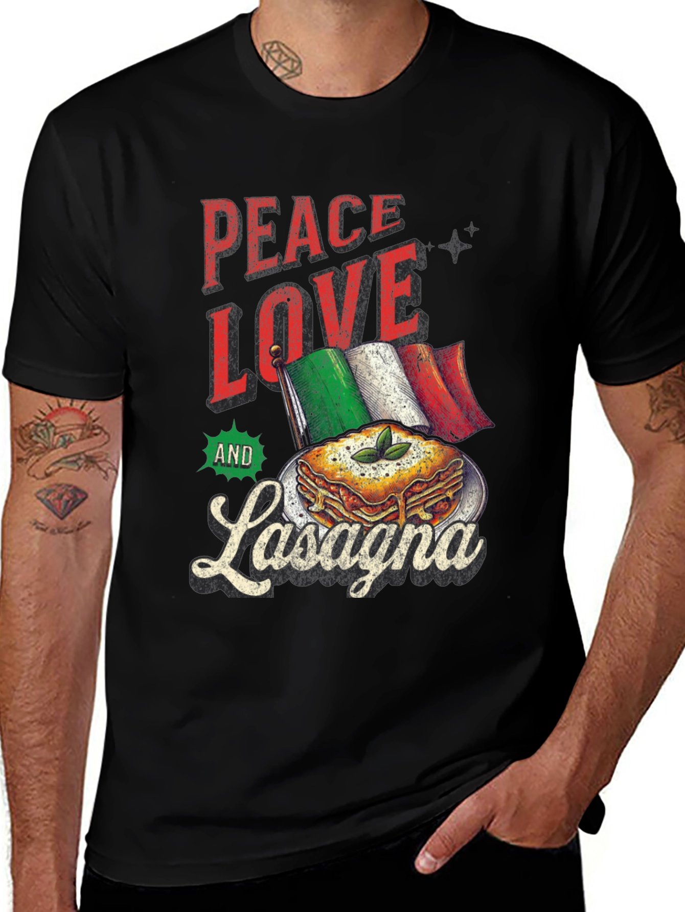 Variant 16 of Peace Love Lasagna Graphic Tee