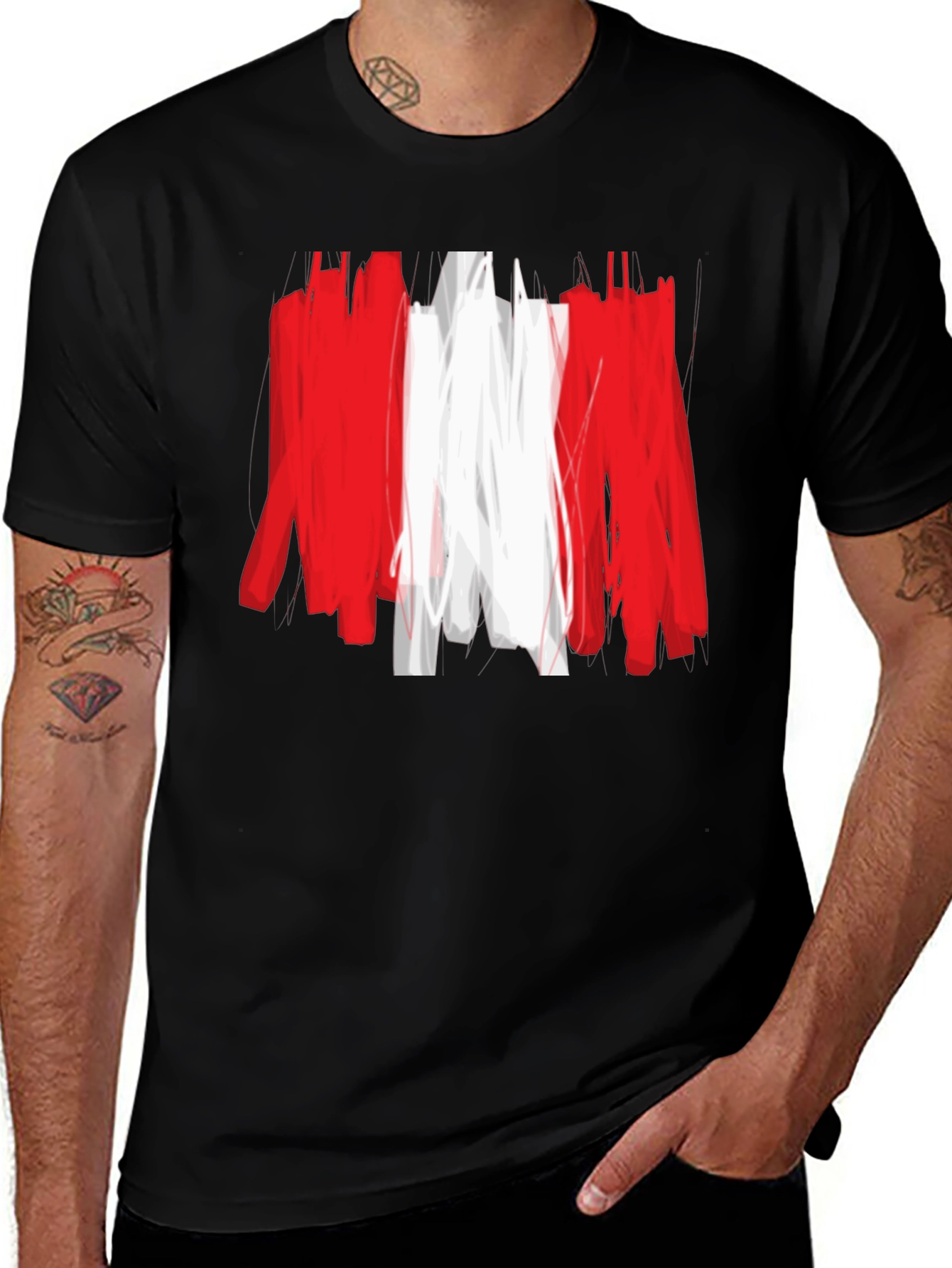 Peru Flag Graphic Black T-Shirt