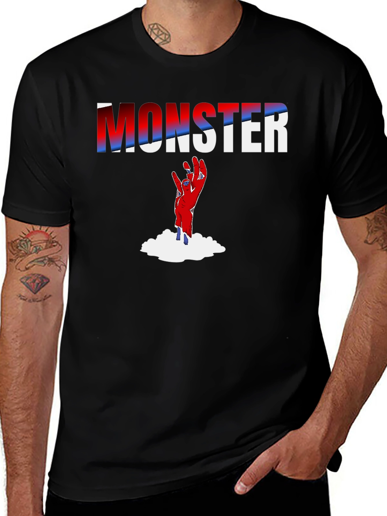 Black Monster Hand Graphic T-Shirt - Black main image