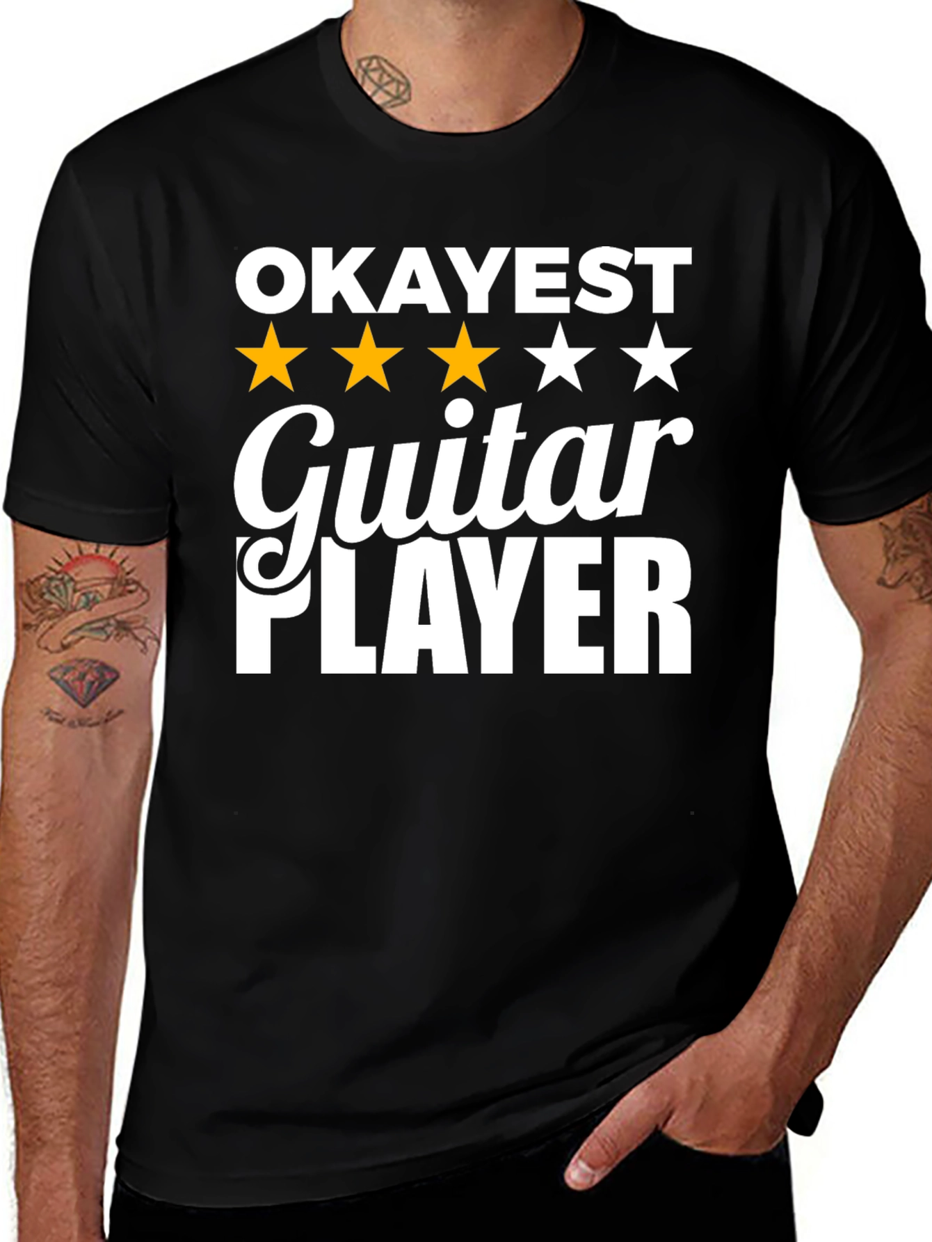 Variant 18 of Okayest Guitar Player Graphic Tee - Black T-Shirt