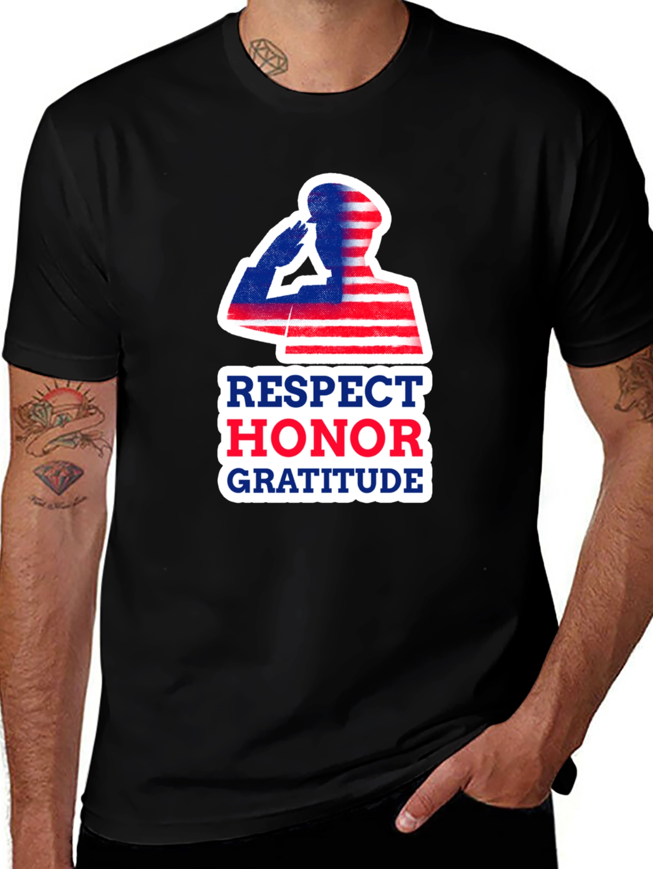 Variant 12 of Respect Honor Gratitude Patriotic T-Shirt