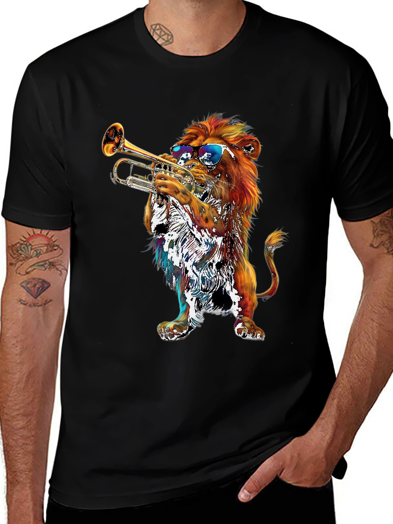 Variant 24 of Lion Trumpet T-Shirt - Cool Graphic Tee