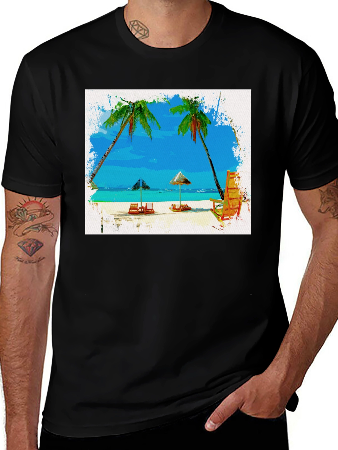 Variant 24 of Beach Scene Graphic Tee - Tropical T-Shirt