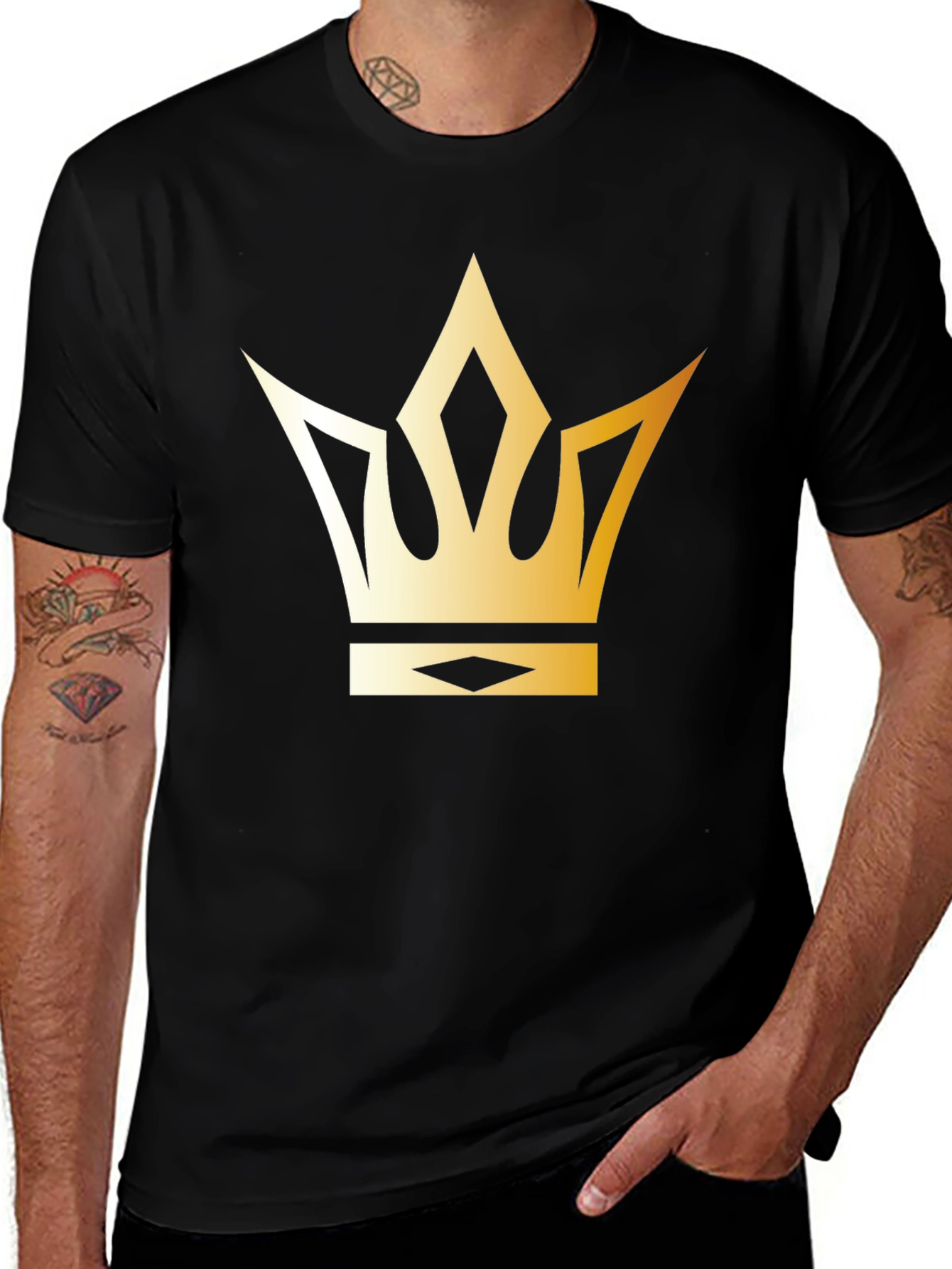 Variant 16 of Golden Crown Graphic T-Shirt - Stylish Black Tee