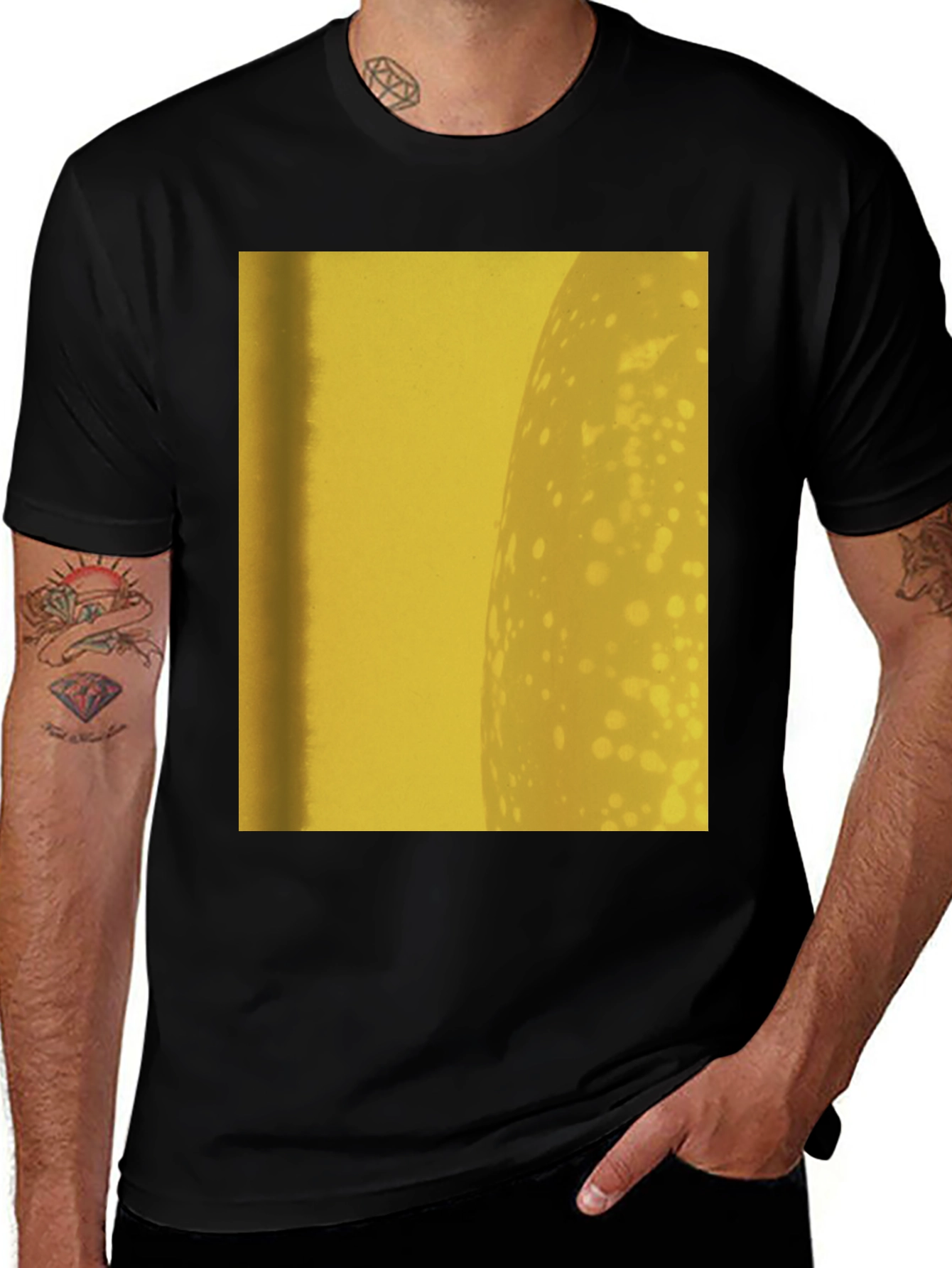 Variant 22 of Abstract Yellow Graphic Print Black T-Shirt