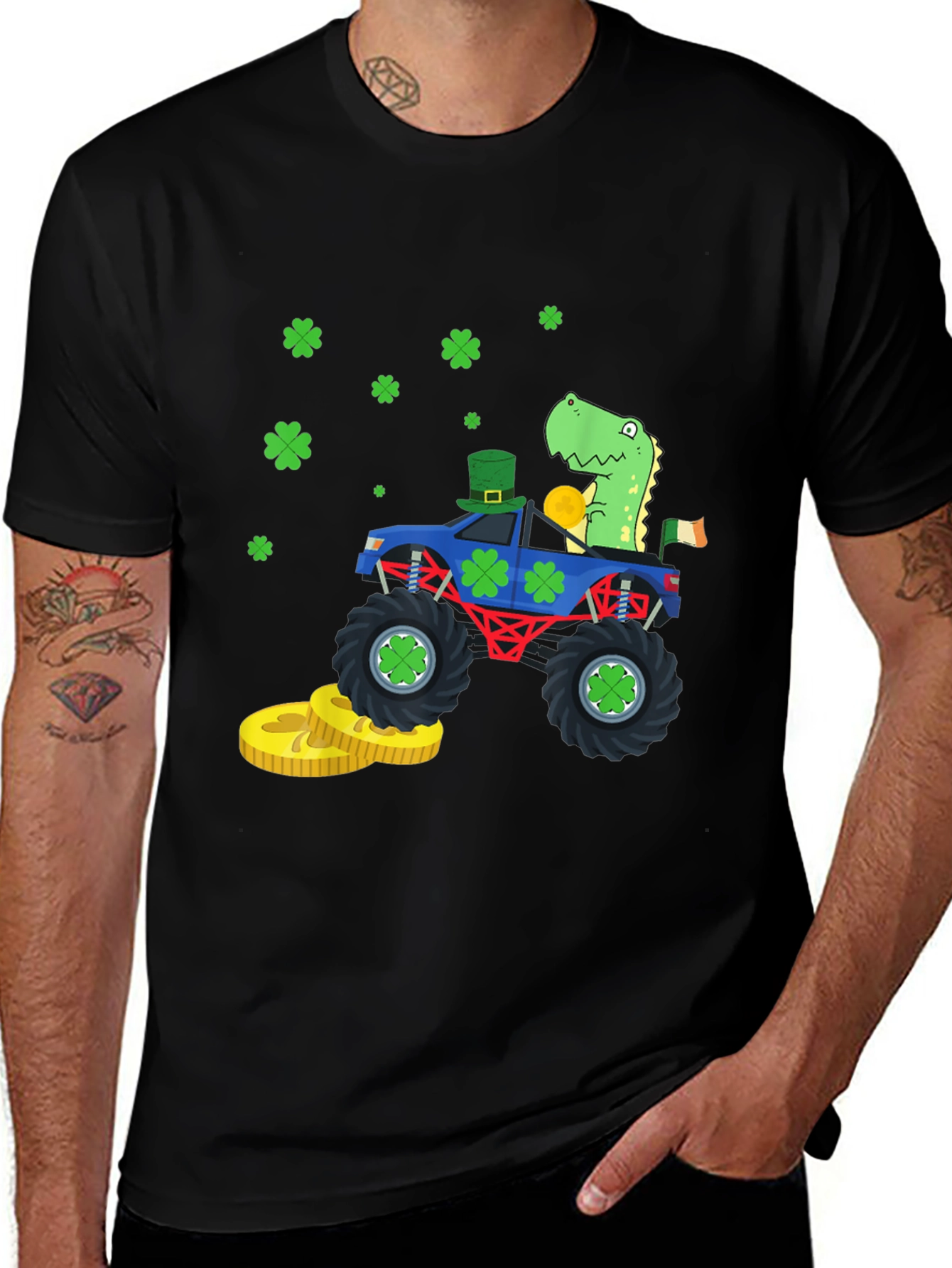 Variant 19 of St. Patrick's Day Monster Truck Dinosaur T-Shirt