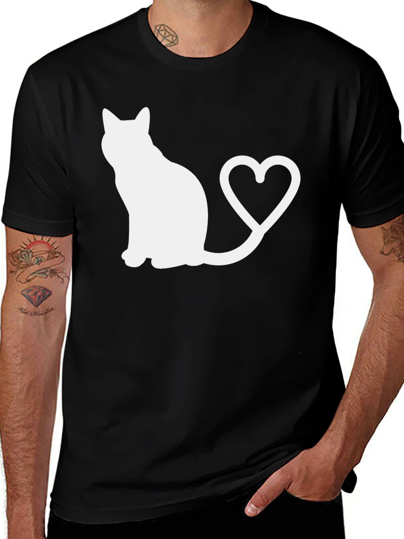 Variant 17 of Cat Heart Tail Graphic T-Shirt