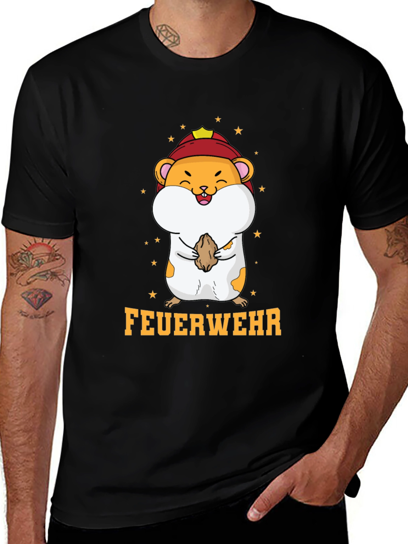 Variant 30 of Funny Hamster Firefighter T-Shirt - Feuerwehr Design