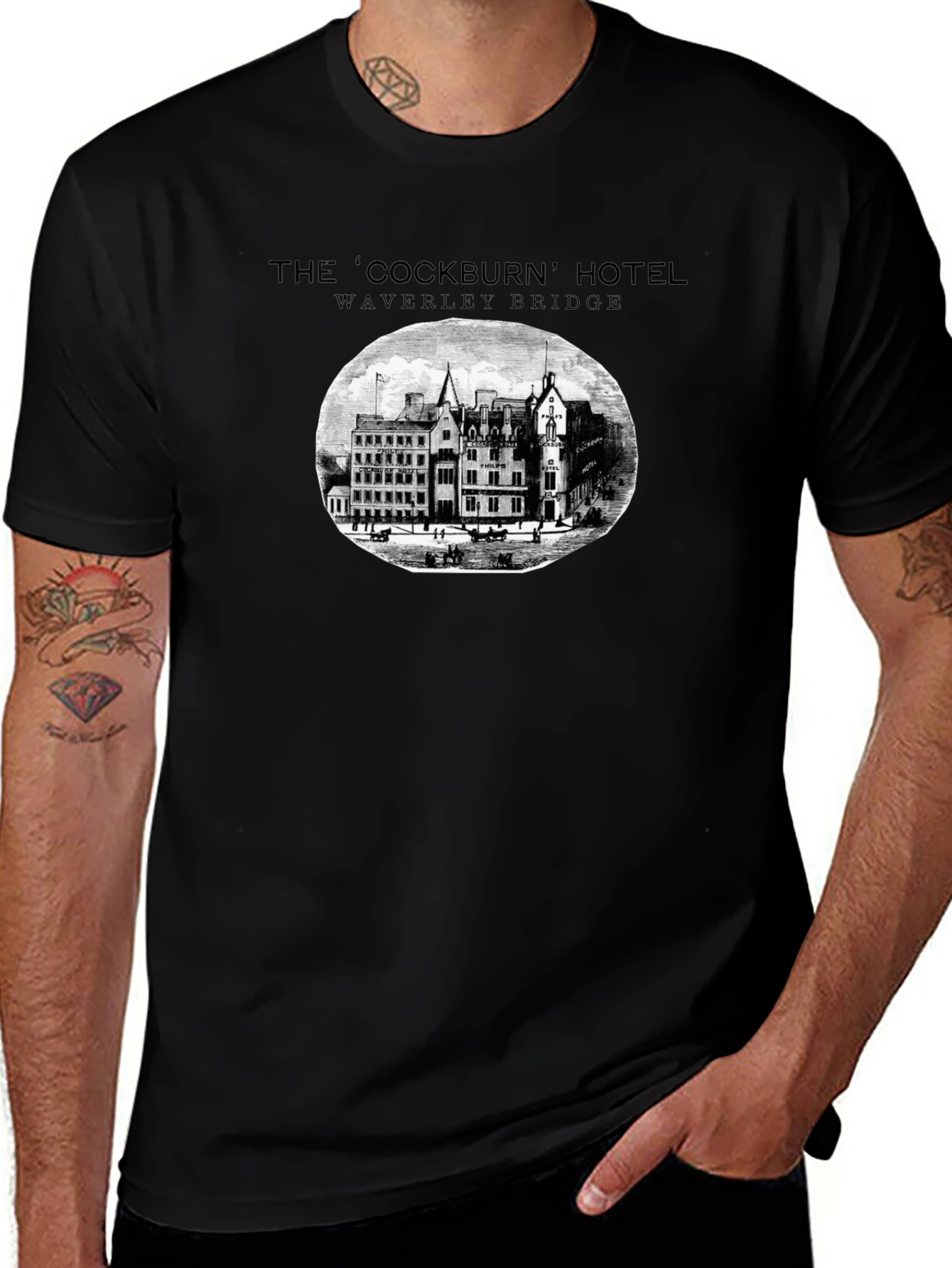 The Cockburn Hotel Waverley Bridge Black T-Shirt