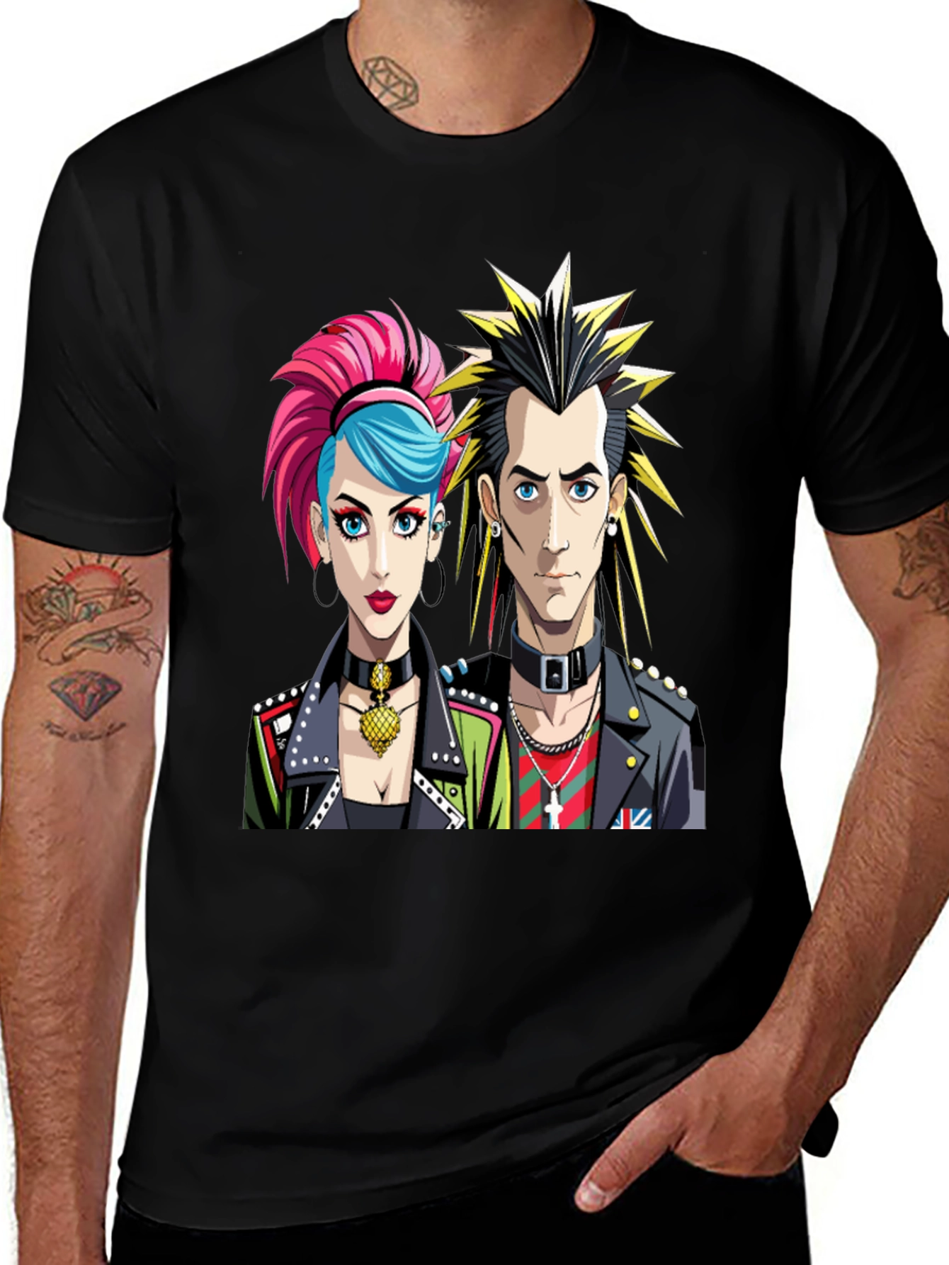 Variant 2 of Punk Rock Couple Black T-Shirt