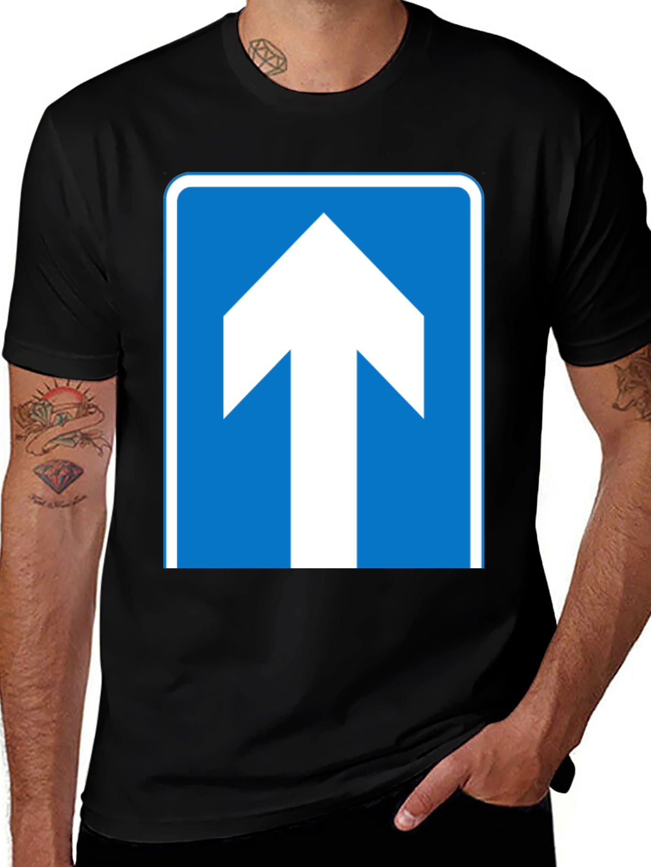 Variant 29 of Upward Arrow Graphic Tee - Blue & White Design