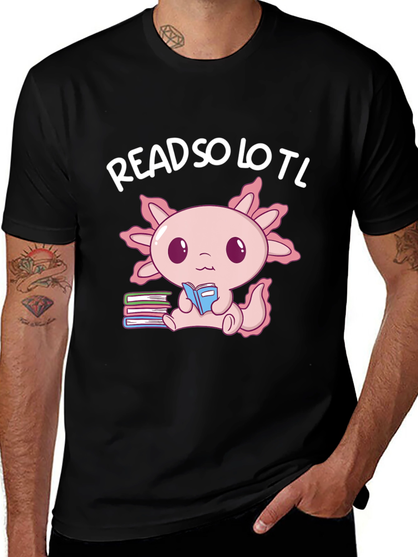 Variant 12 of Readsolotl Axolotl Reading Book T-Shirt