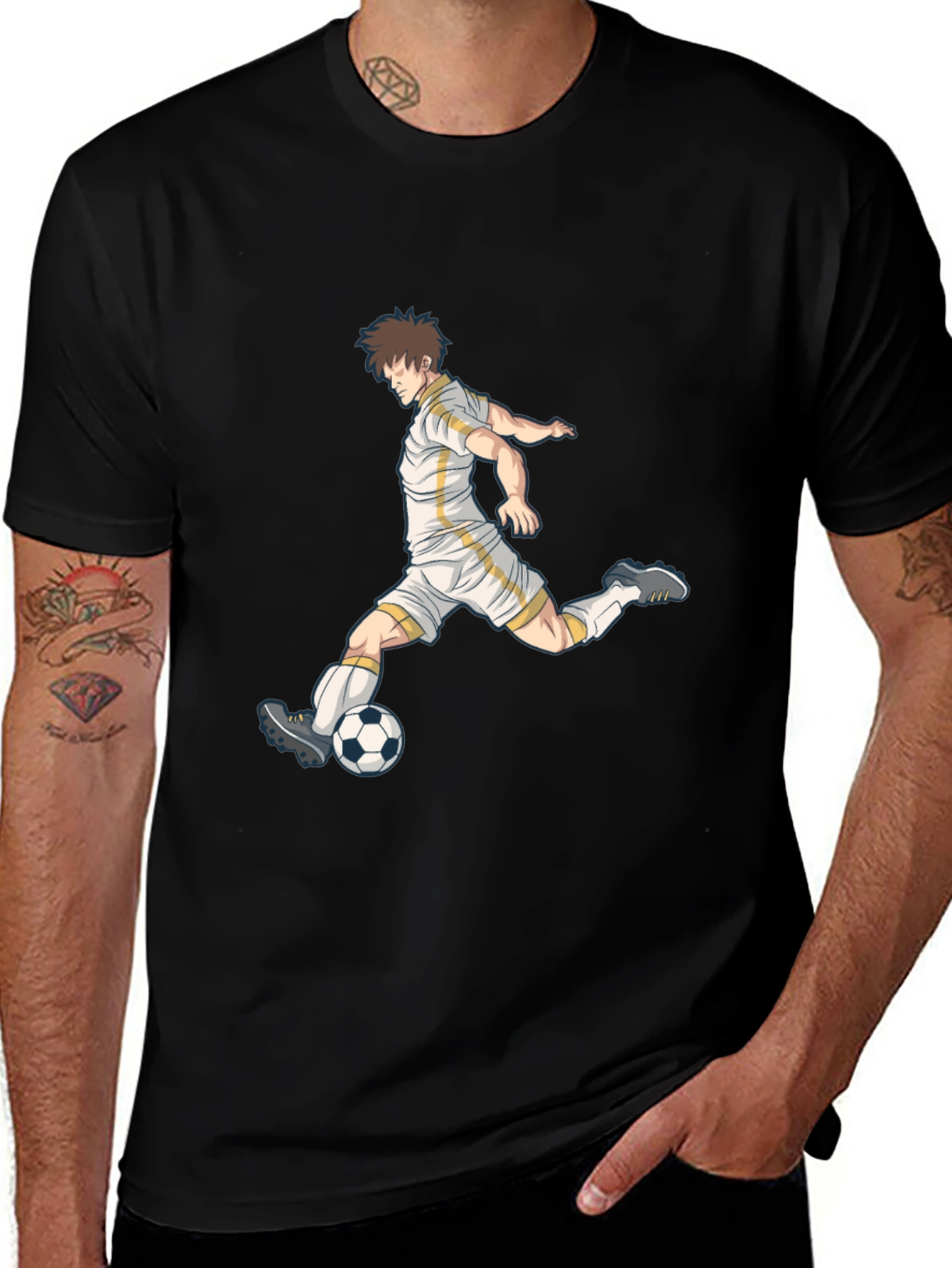 Variant 25 of Soccer Player Graphic Black T-Shirt