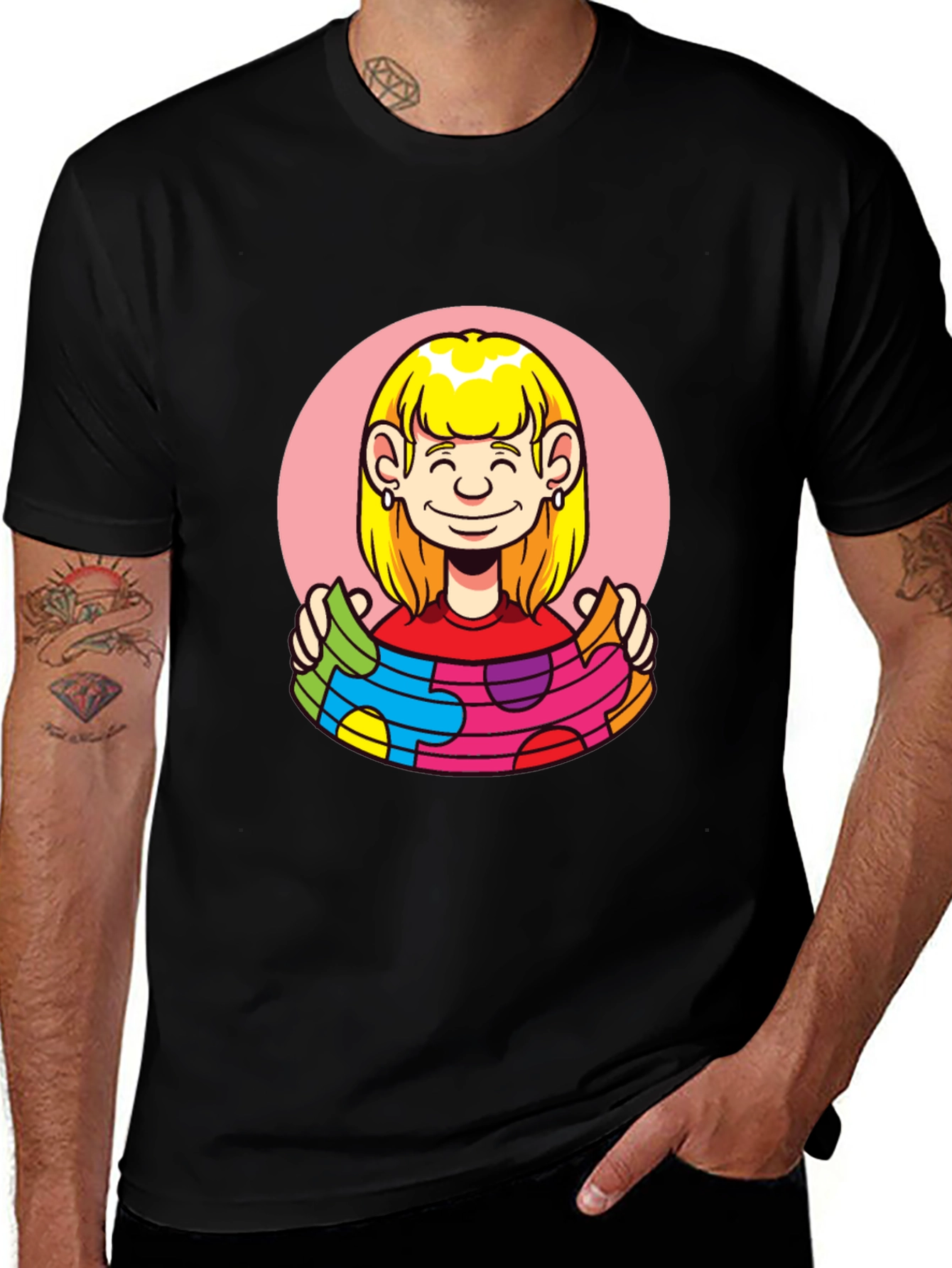 Variant 29 of Puzzle Piece Woman Graphic Tee - Autism Awareness