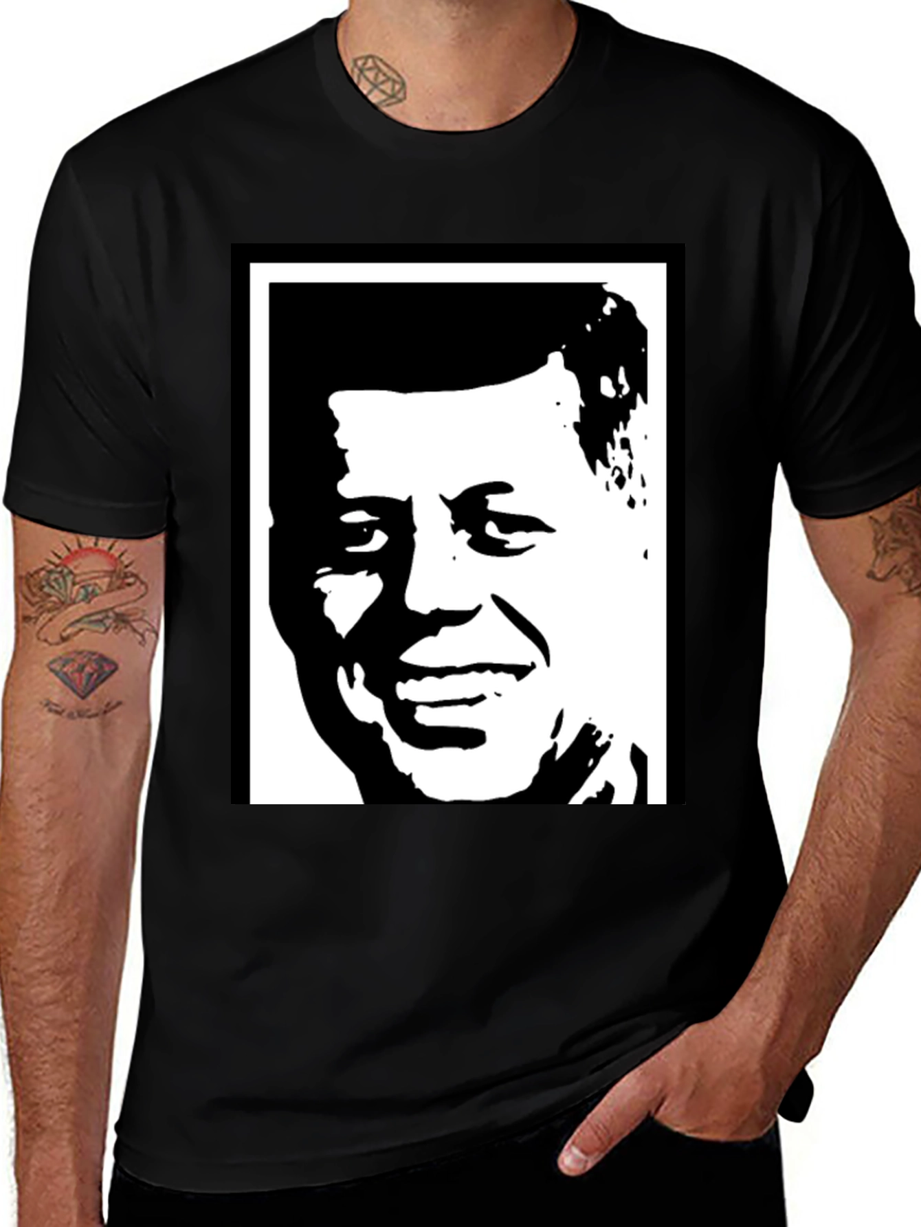 JFK Portrait Black Graphic T-Shirt