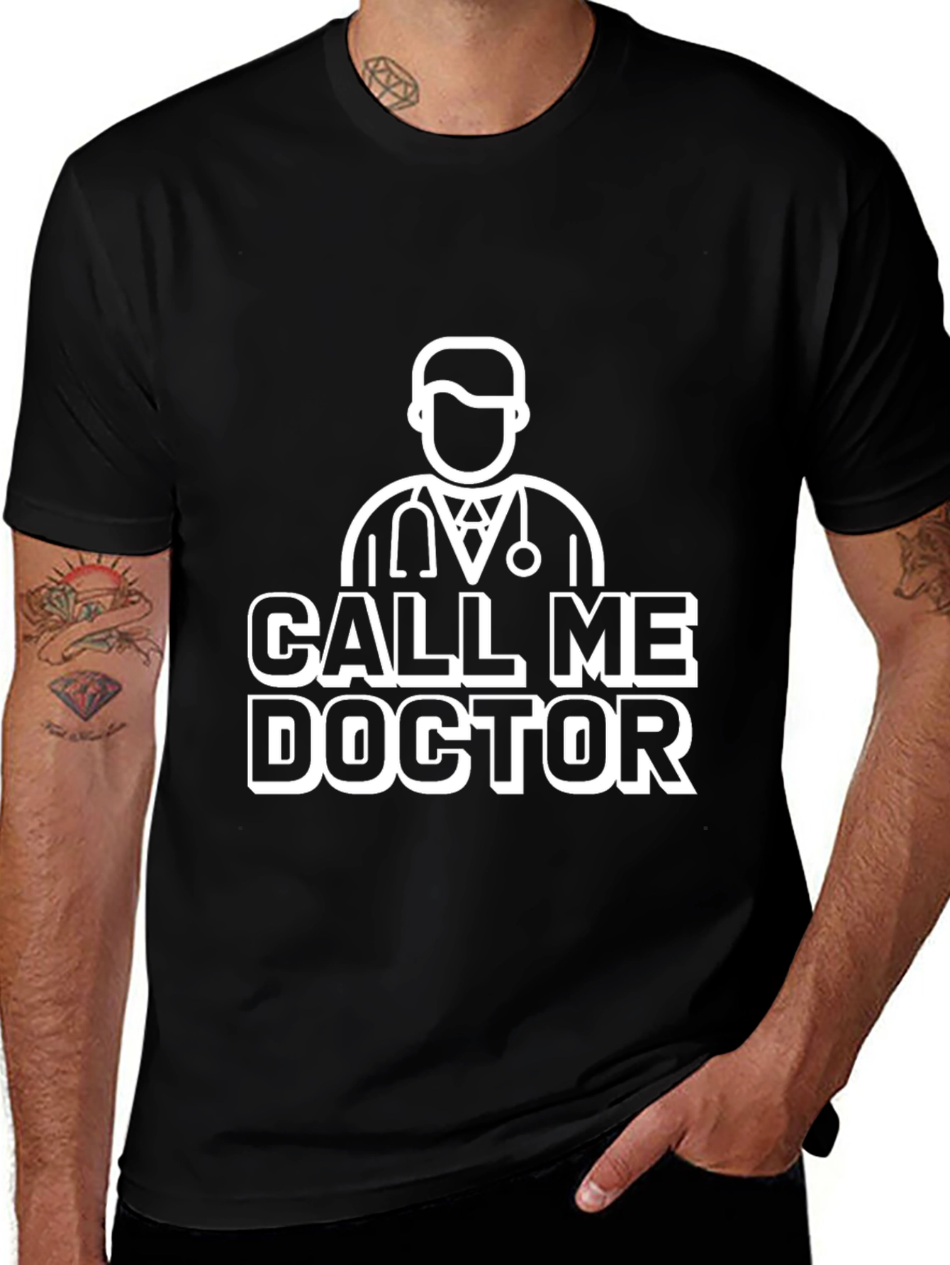 Variant 16 of Call Me Doctor Graphic Tee - Black Cotton