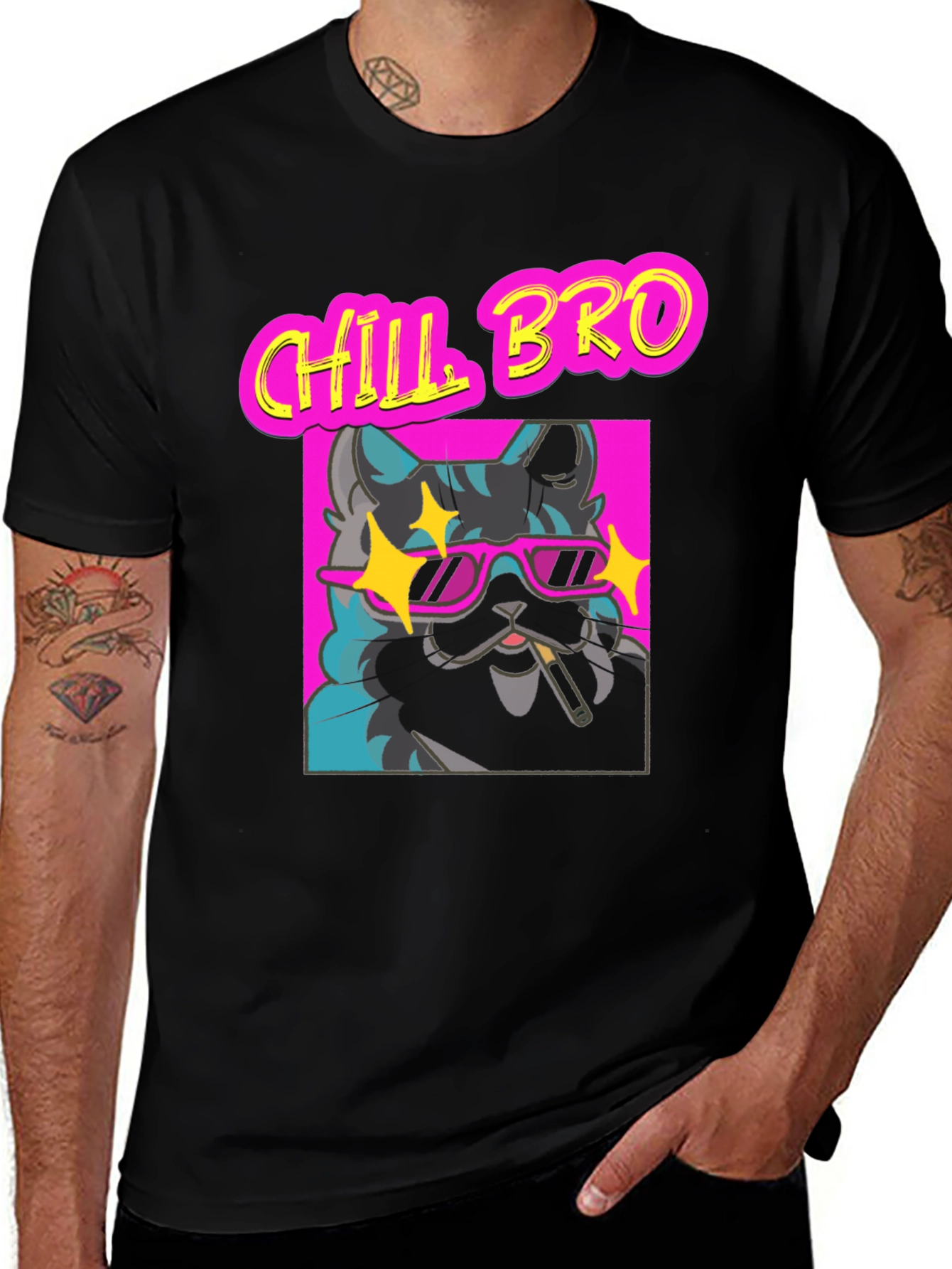 Variant 21 of Chill Bro Cat Graphic T-Shirt - Relaxed Fit