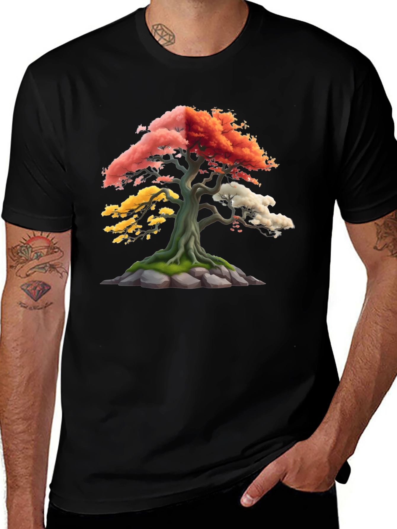 Variant 12 of Colorful Bonsai Tree Graphic T-Shirt