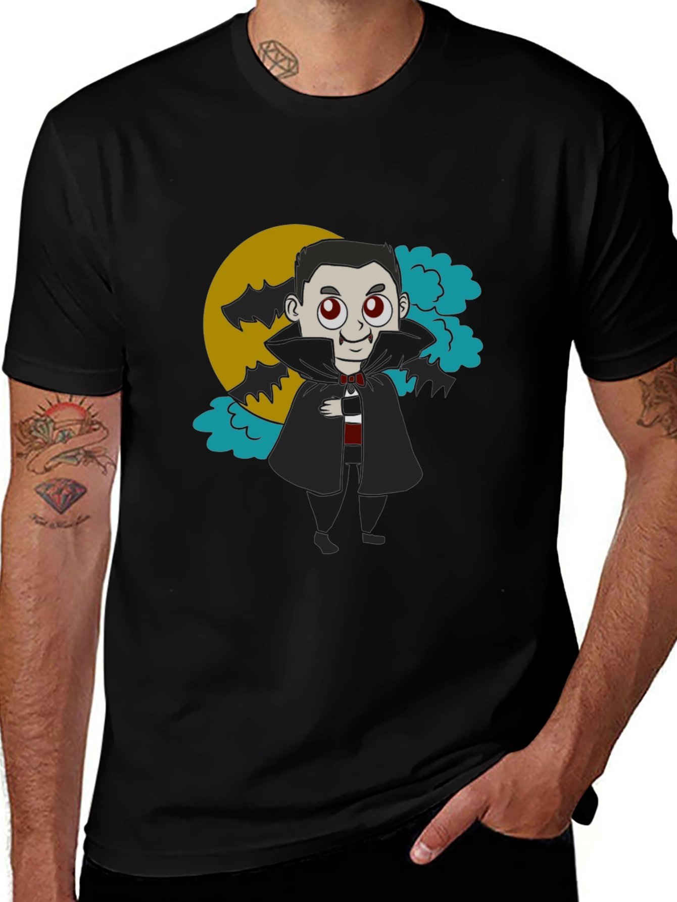 Variant 2 of Cartoon Vampire Graphic Tee - Fun Halloween Apparel
