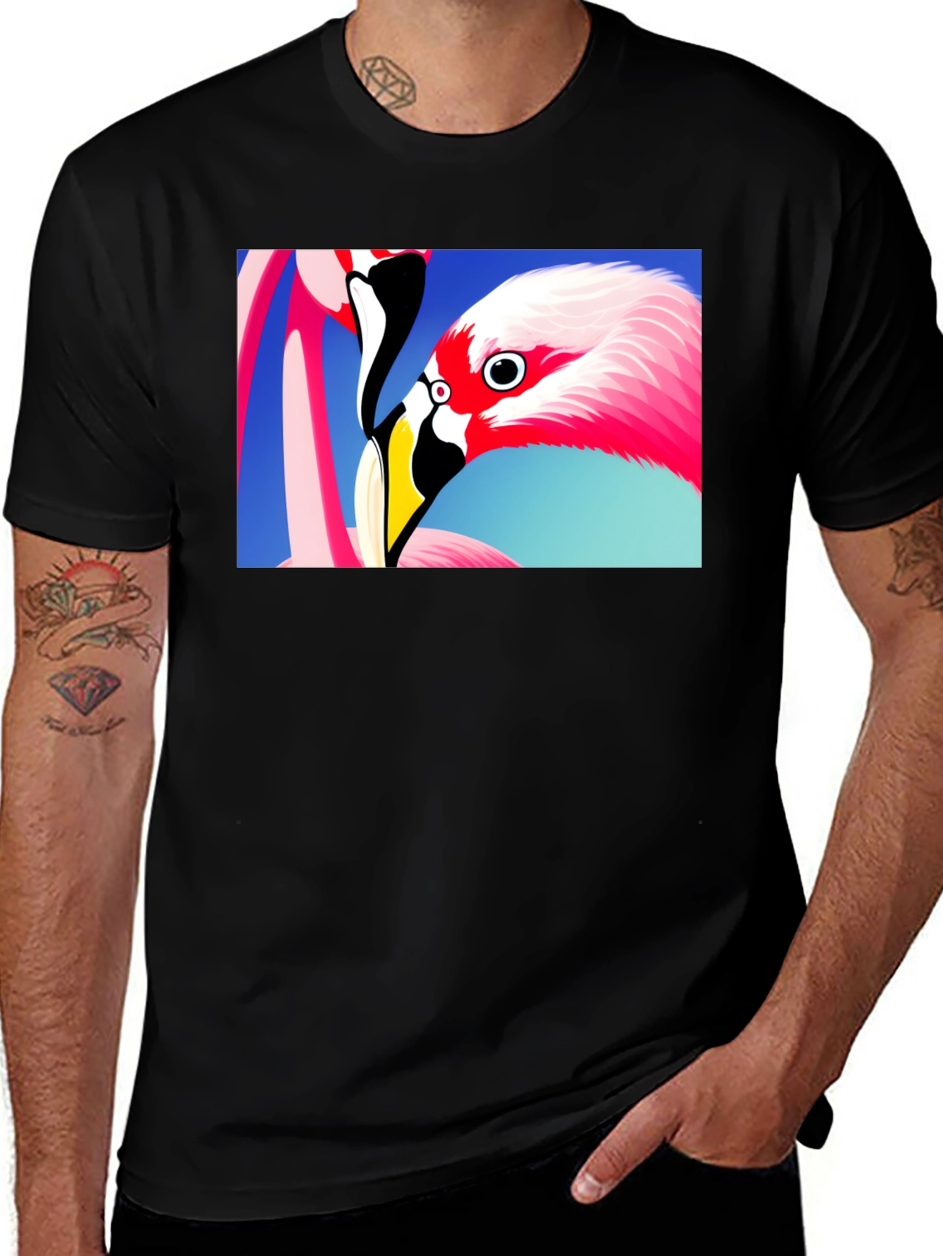 Variant 27 of Flamingo Graphic Tee - Stylish Black T-Shirt