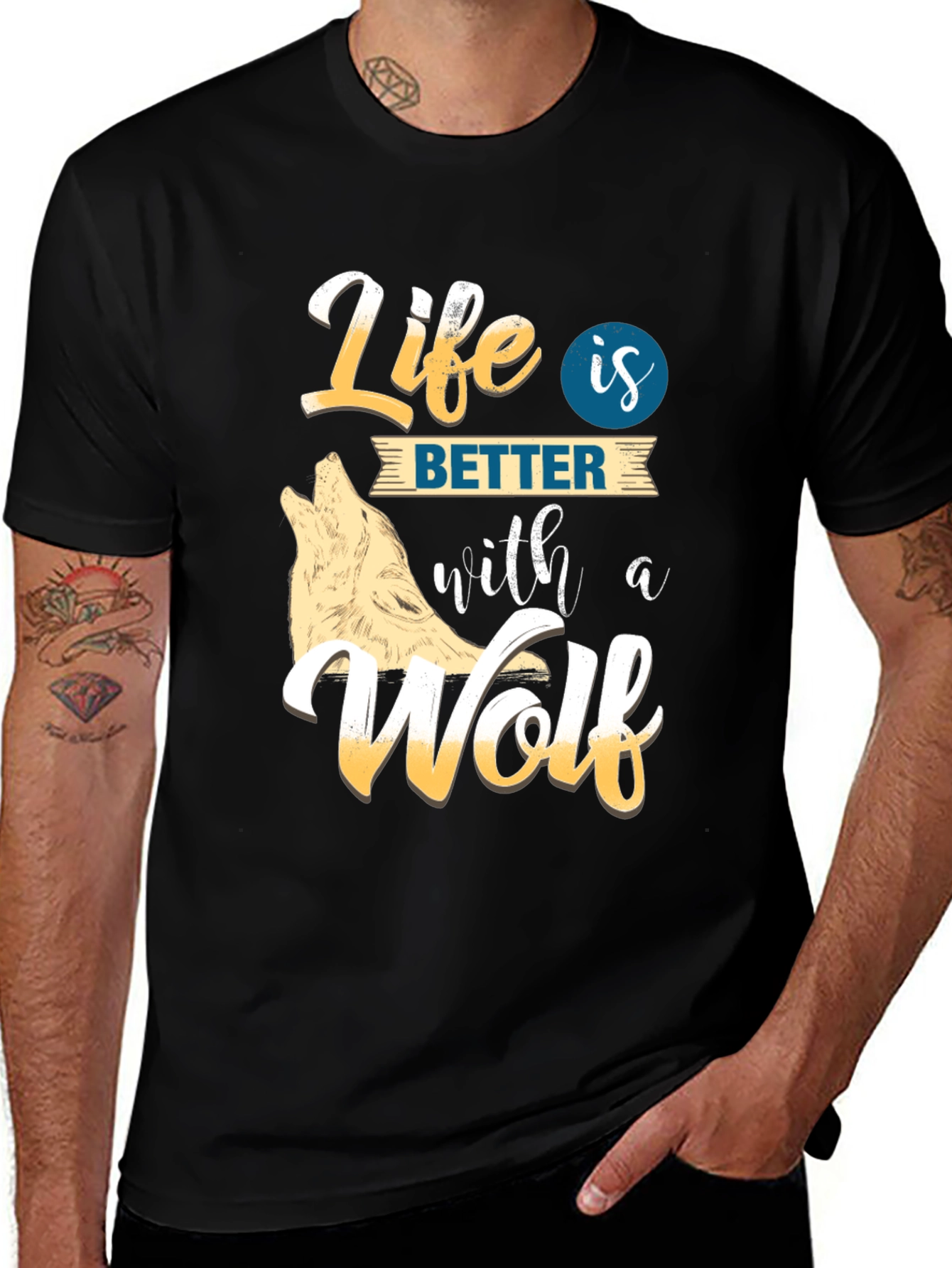Variant 28 of Life is Better with a Wolf Graphic T-Shirt