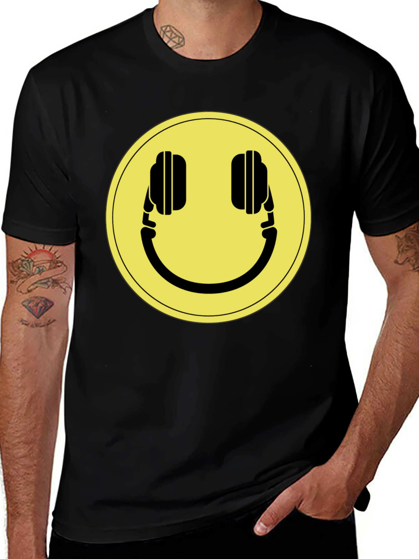 Variant 28 of Smiley Face Headphones Graphic Tee