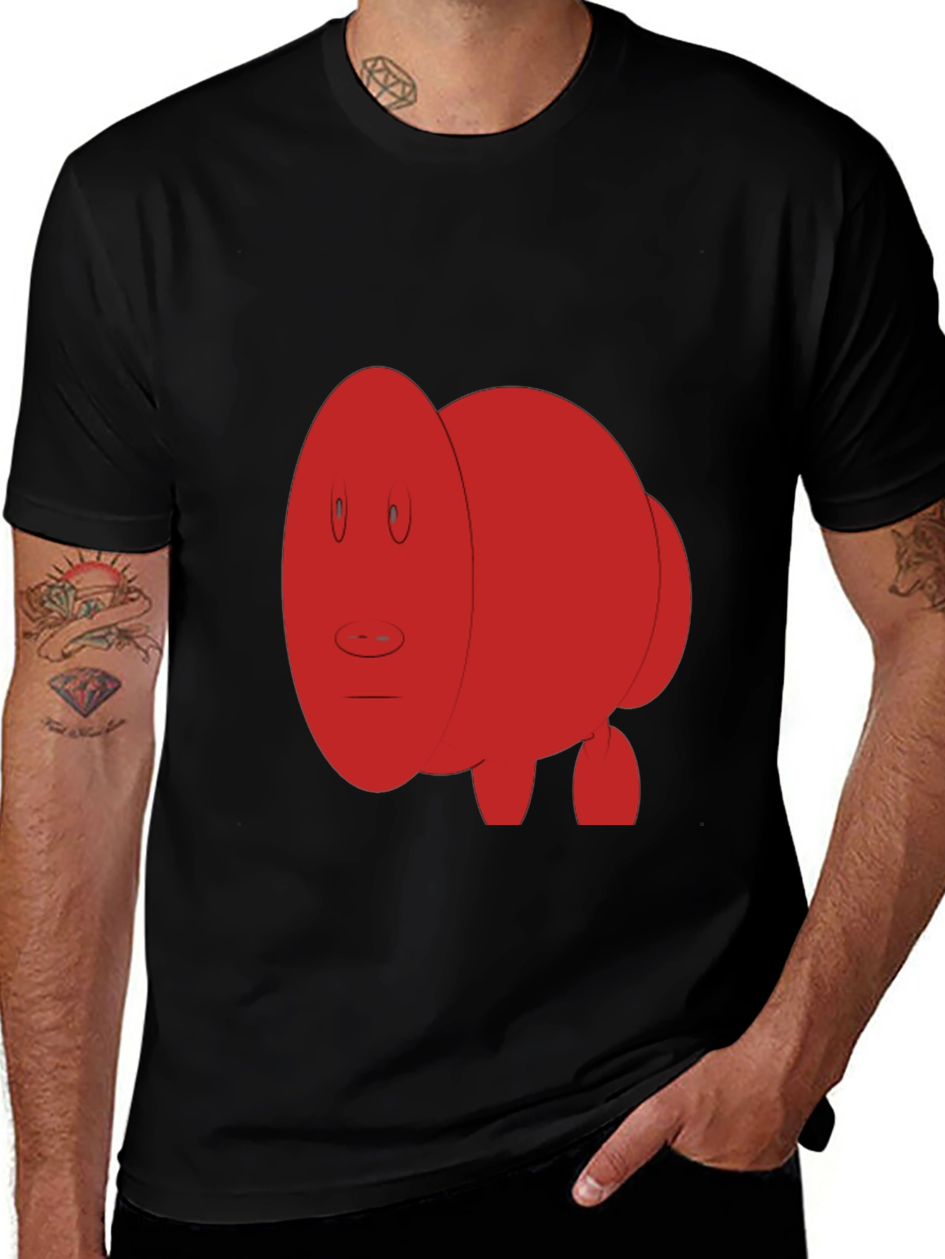 Variant 16 of Unique Cartoon Red Pig Graphic Tee