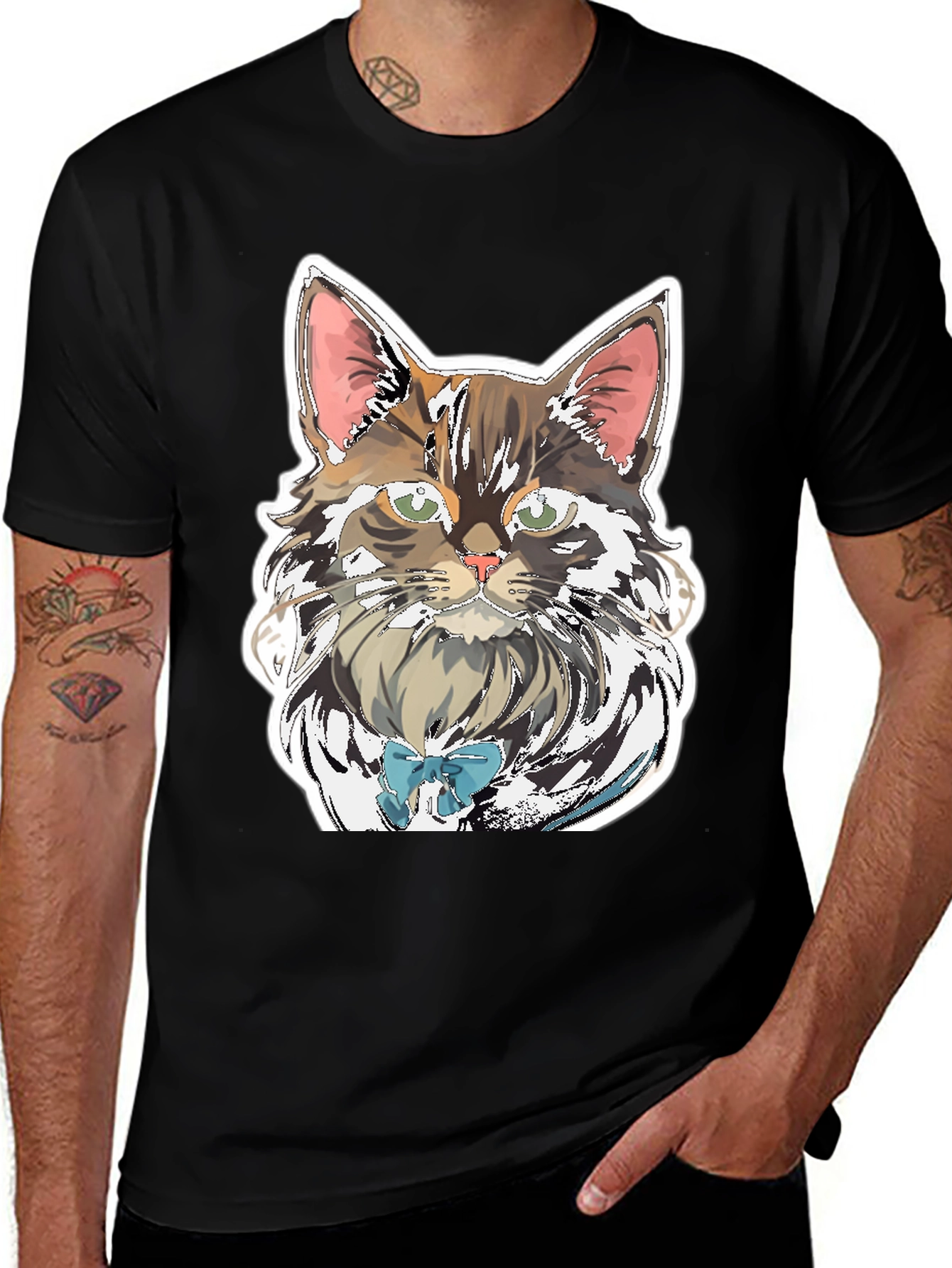 Variant 6 of Cat Portrait T-Shirt - Unique Graphic Tee for Cat Lovers