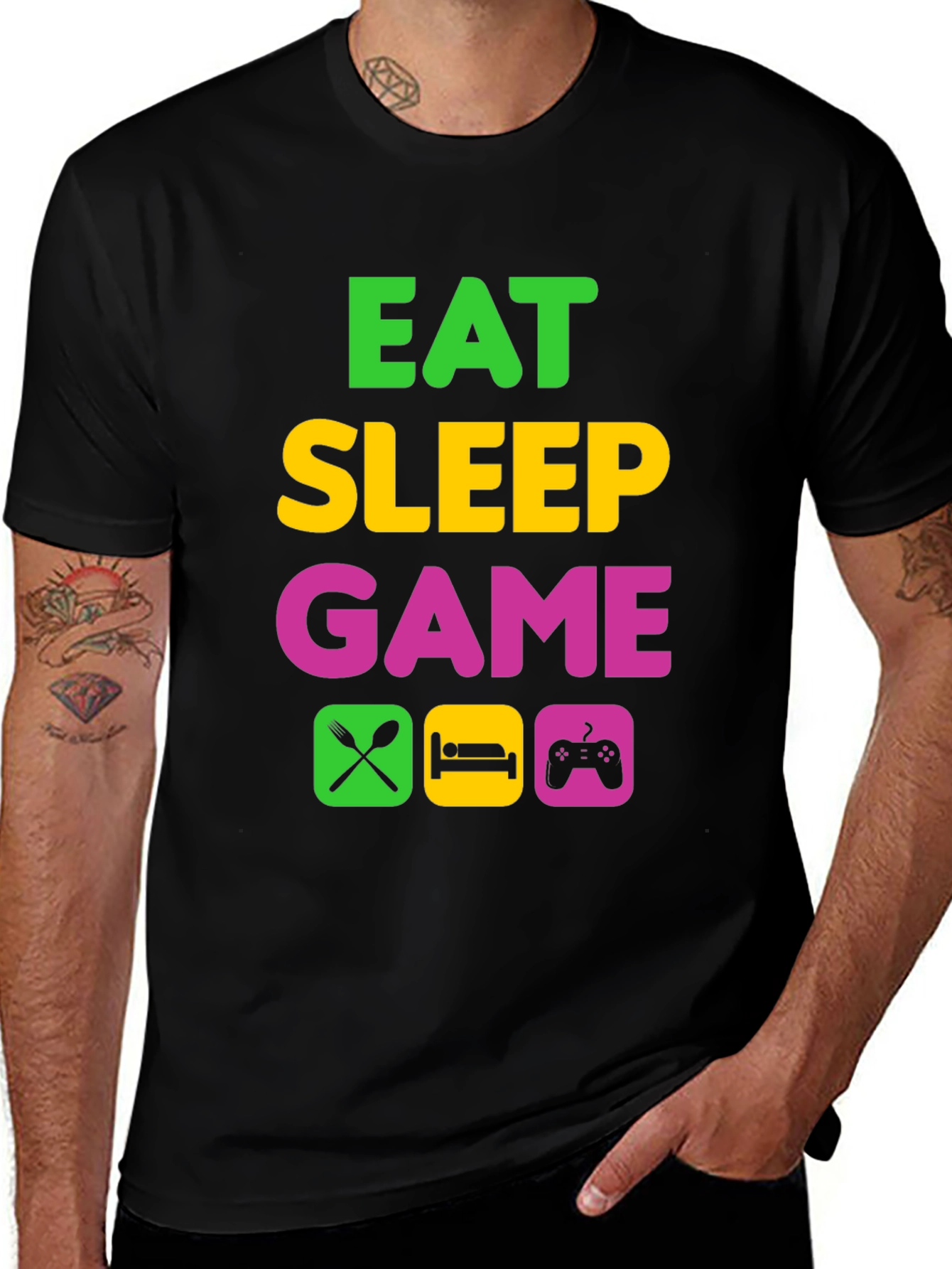 Variant 6 of Eat Sleep Game Graphic T-Shirt