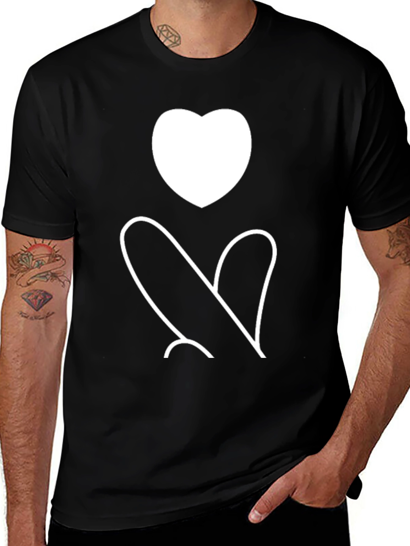 Variant 14 of Heart Graphic Print Black Tee