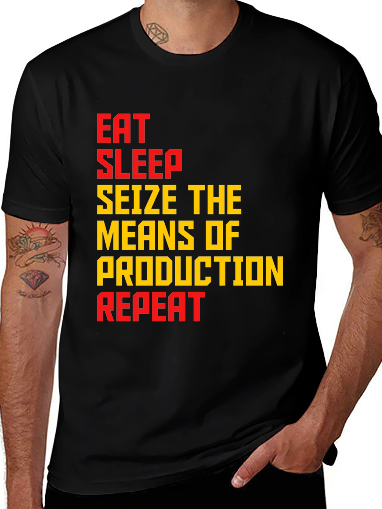 Variant 10 of Eat Sleep Seize Production Repeat Graphic Tee