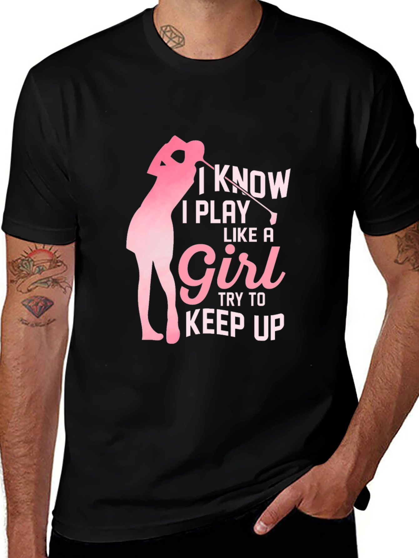 Black I Play Like a Girl Golf T-Shirt main image