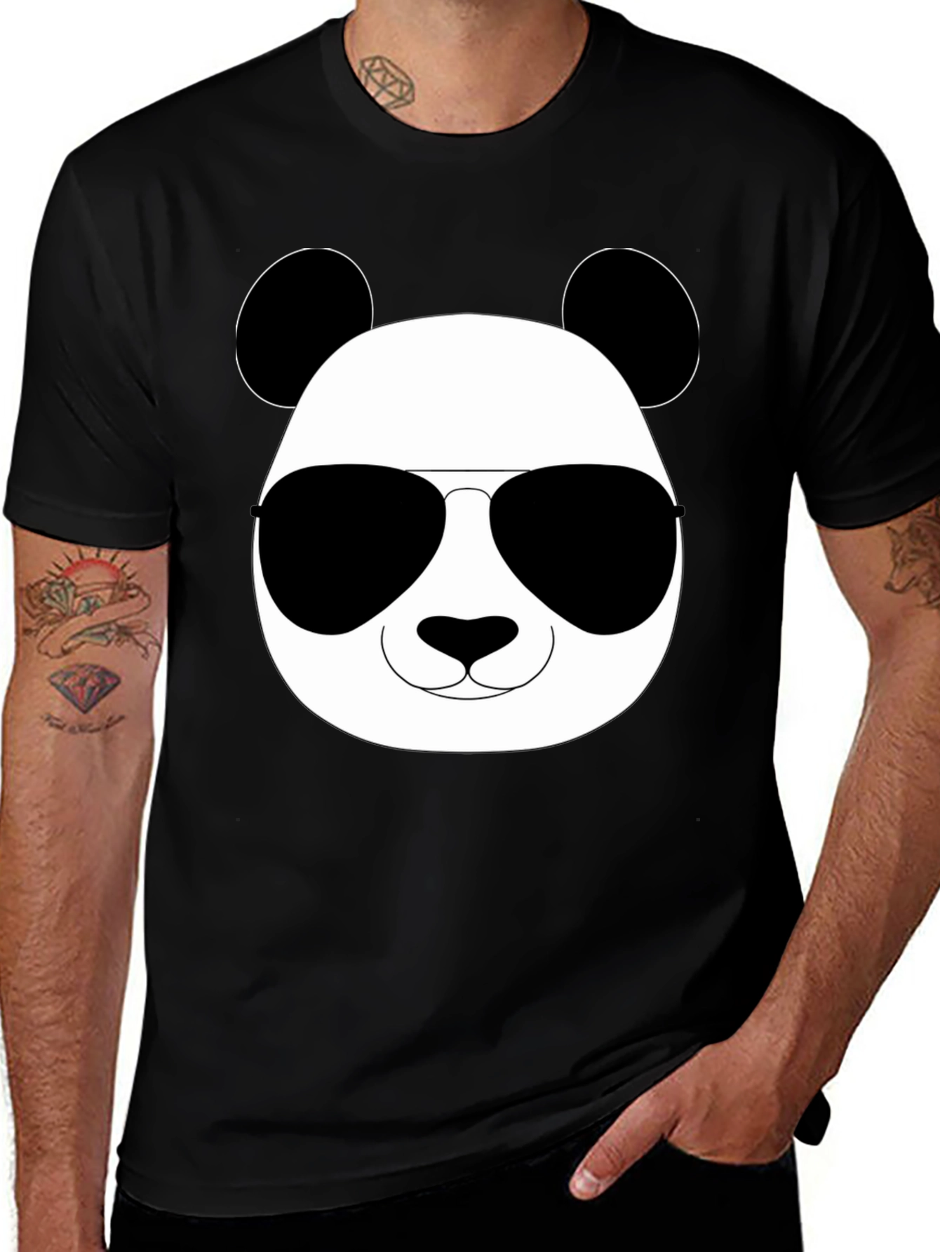 Variant 5 of Cool Panda Graphic Tee - Black Cotton Blend