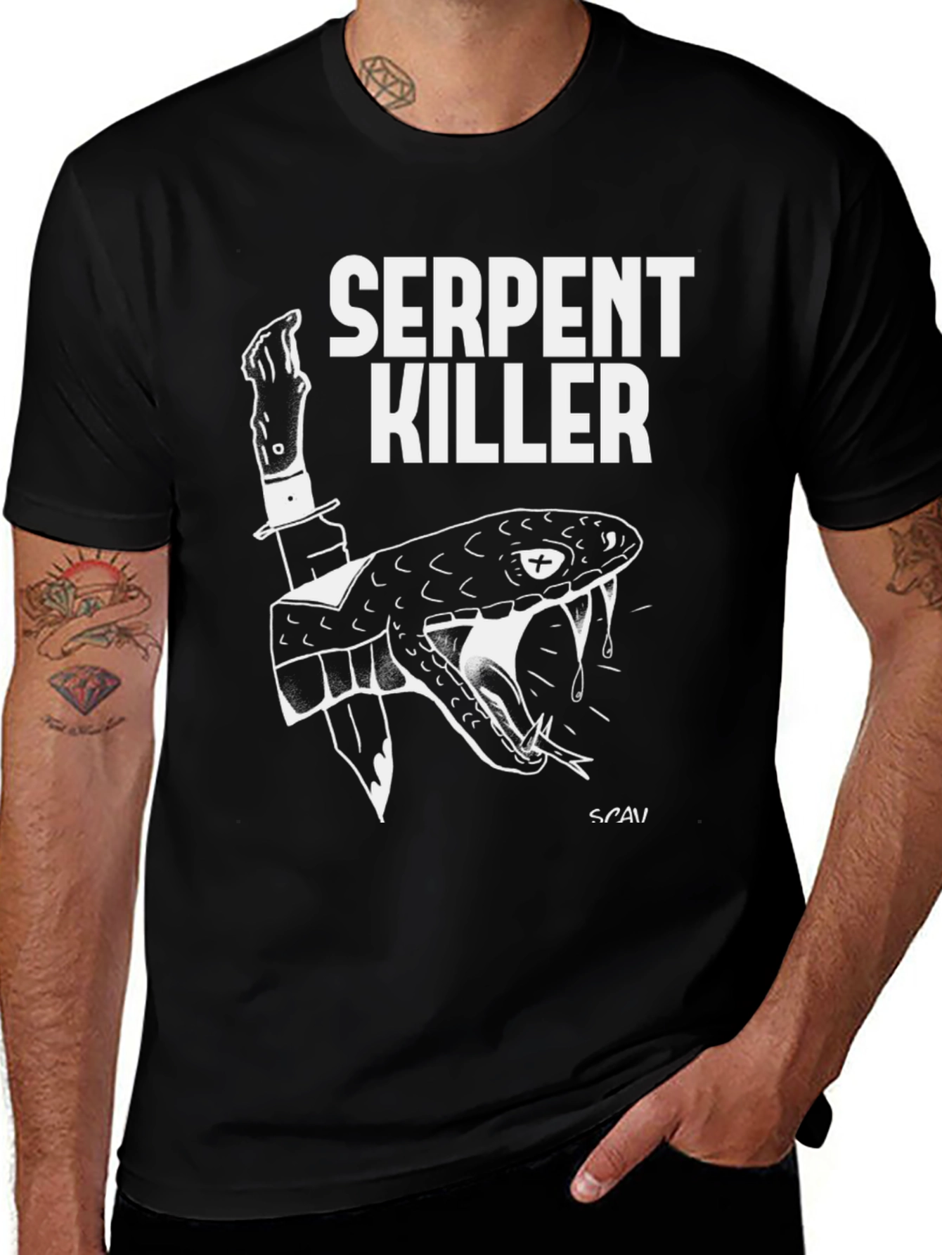 Variant 11 of Serpent Killer Graphic Tee - Black Cotton T-Shirt