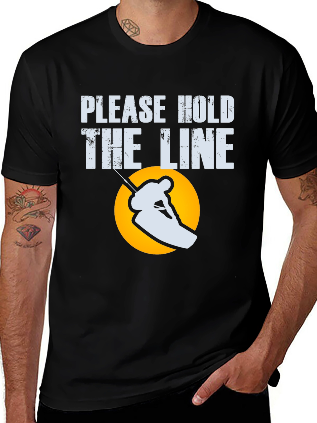 Variant 10 of Please Hold the Line Skier Graphic Tee