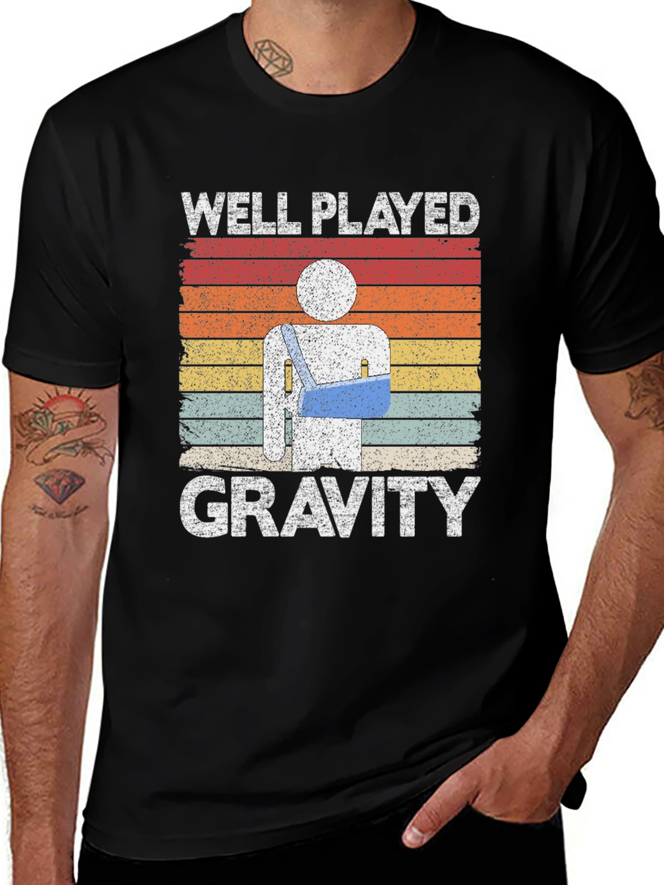 Variant 3 of Well Played Gravity T-Shirt - Broken Arm Humor