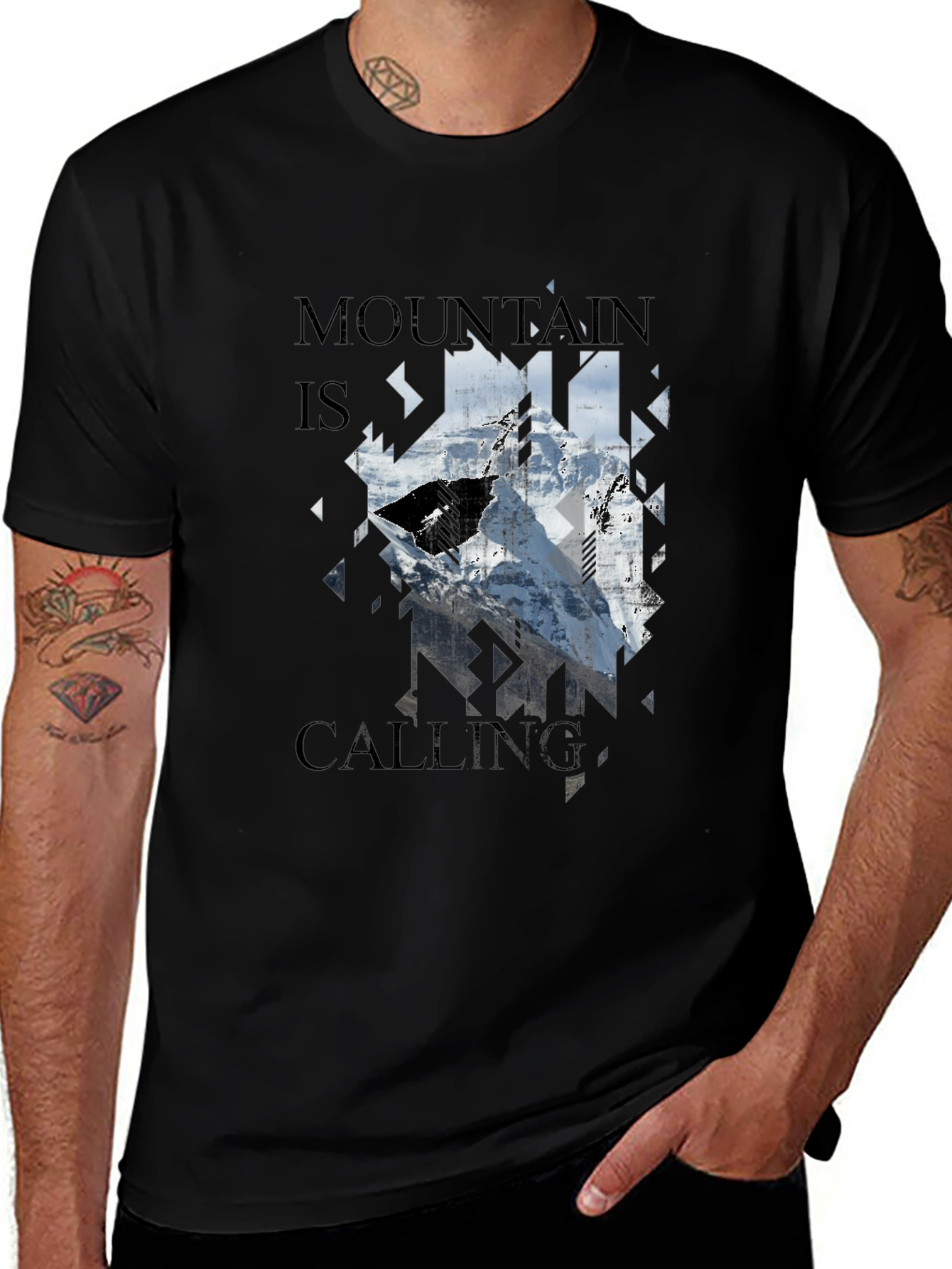 Variant 10 of Mountain Calling Graphic Tee - Black Crew Neck