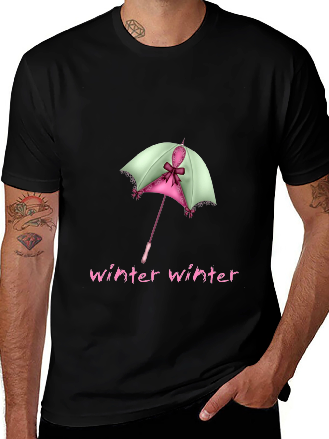 Variant 27 of Winter Umbrella Graphic Tee - Stylish & Unique!