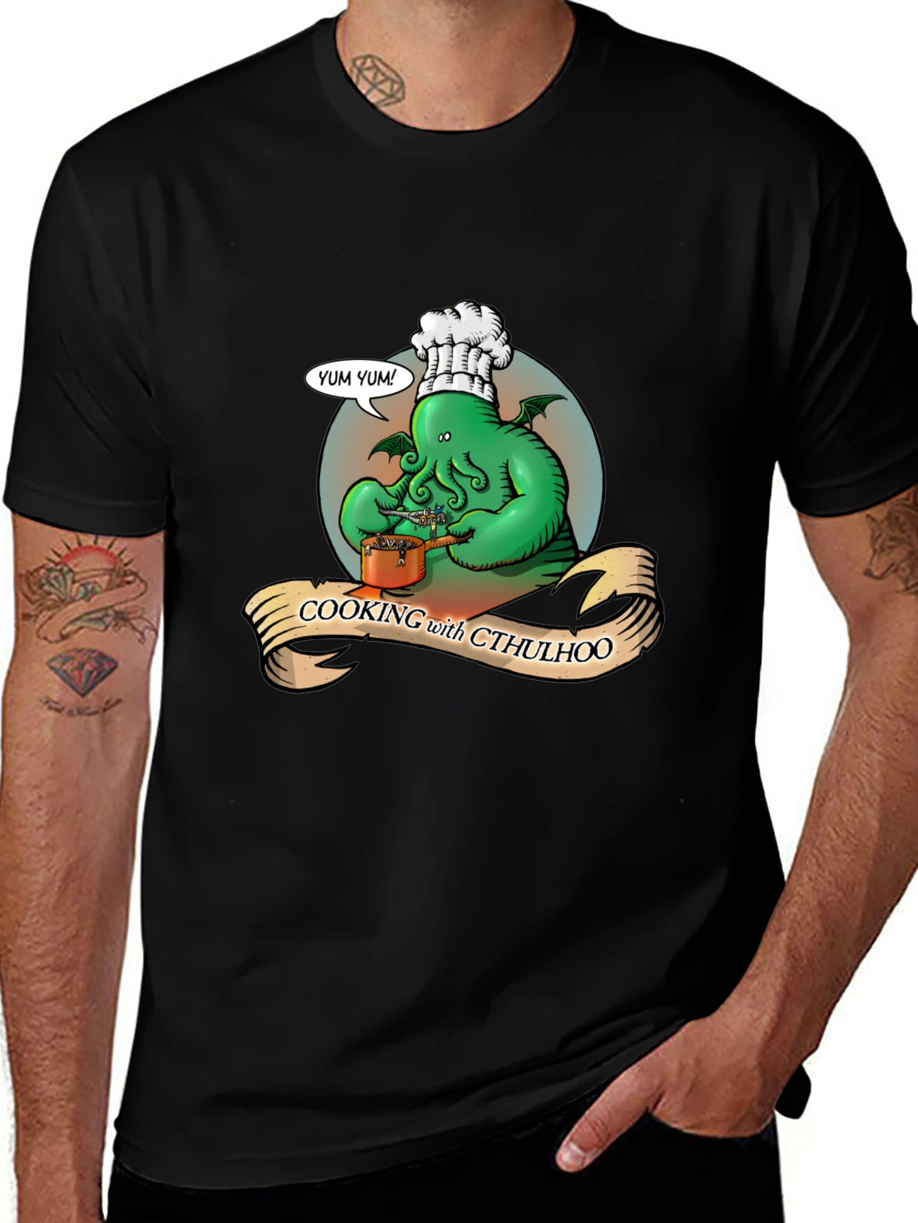 Variant 16 of Cooking with Cthulhu Black Graphic T-Shirt