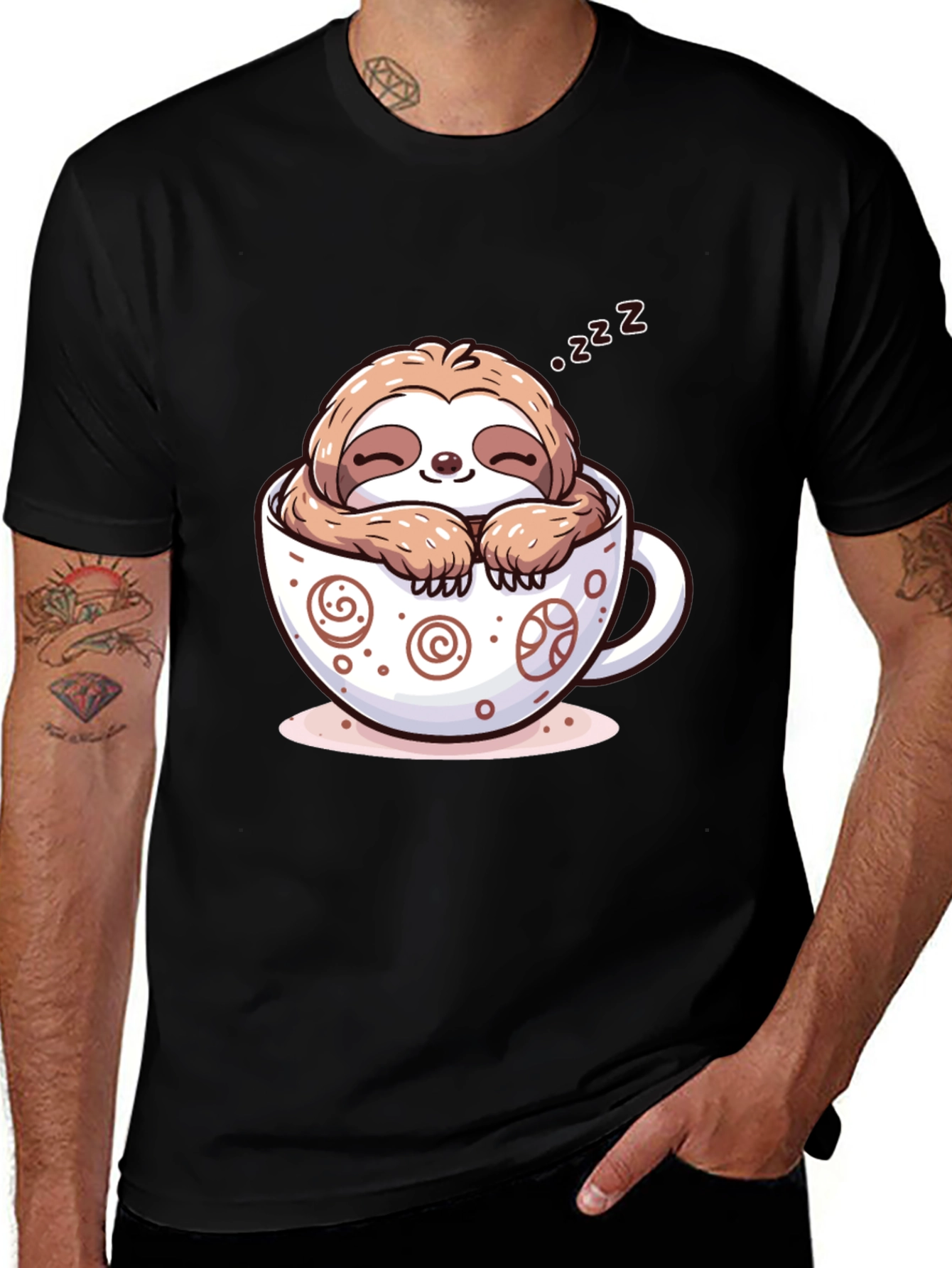 Variant 26 of Sloth in a Cup T-Shirt - Cute Cartoon Design