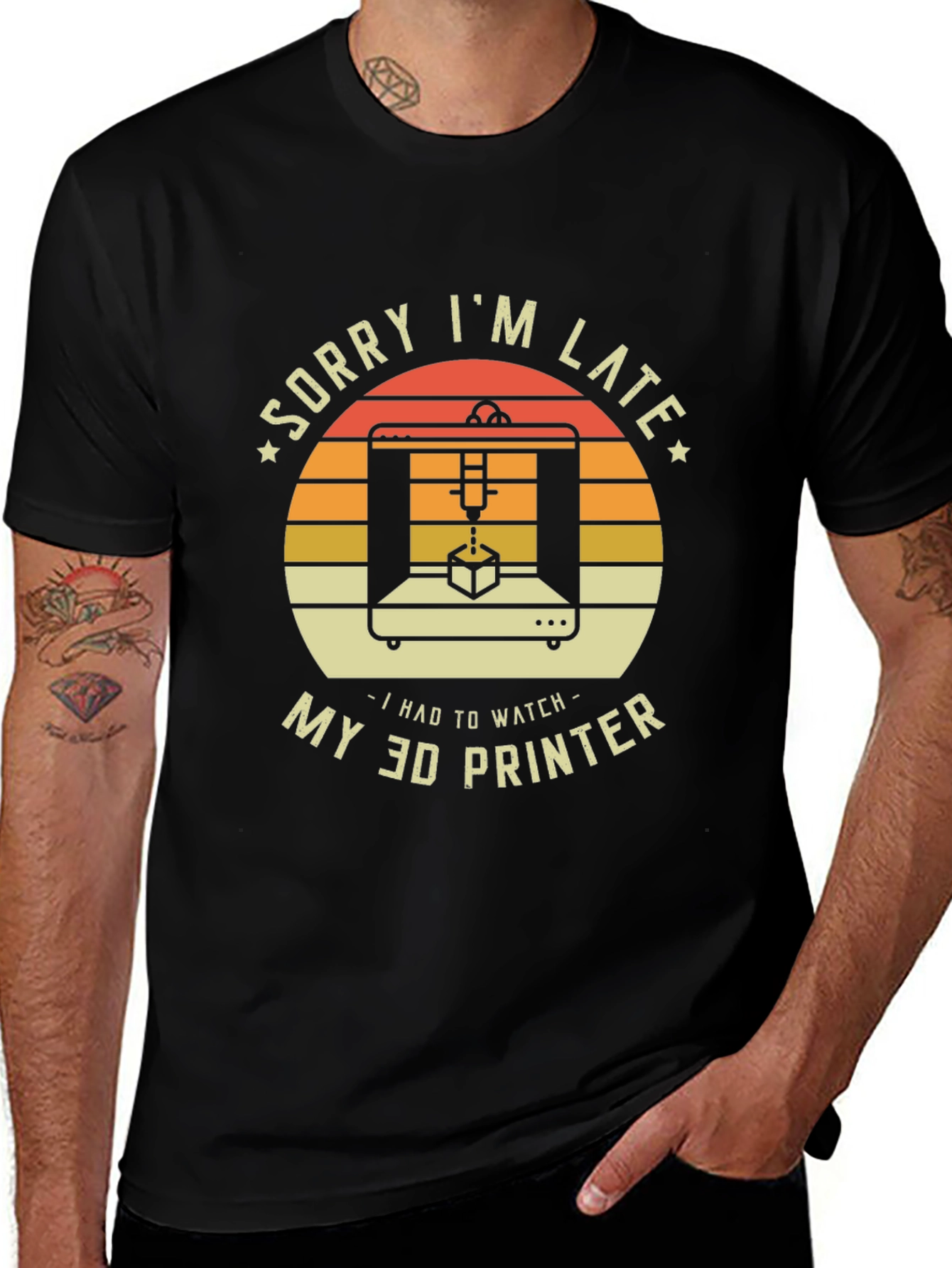 Variant 22 of Sorry I'm Late 3D Printer T-Shirt
