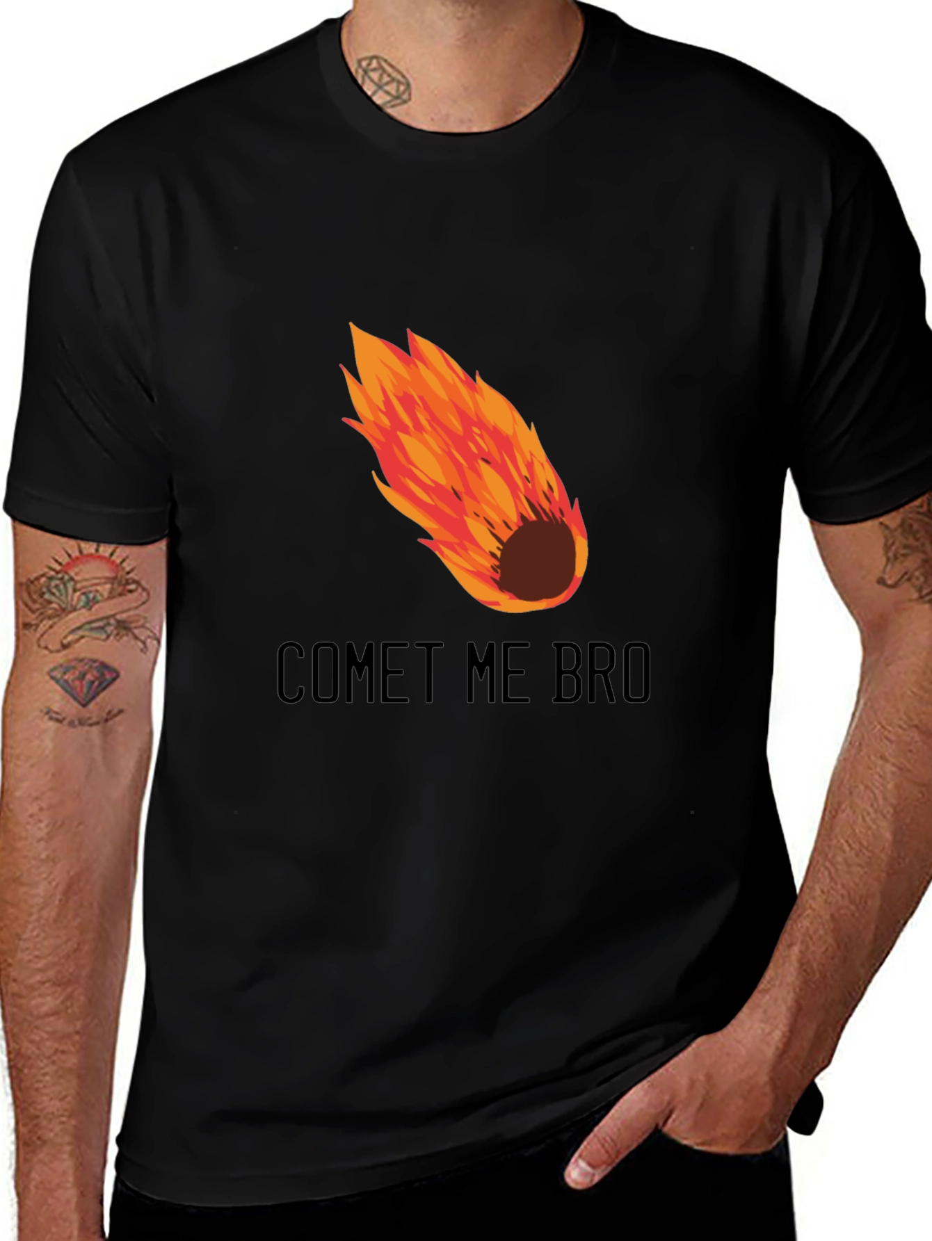 Variant 15 of Comet Me Bro Graphic T-Shirt - Men's Black Tee